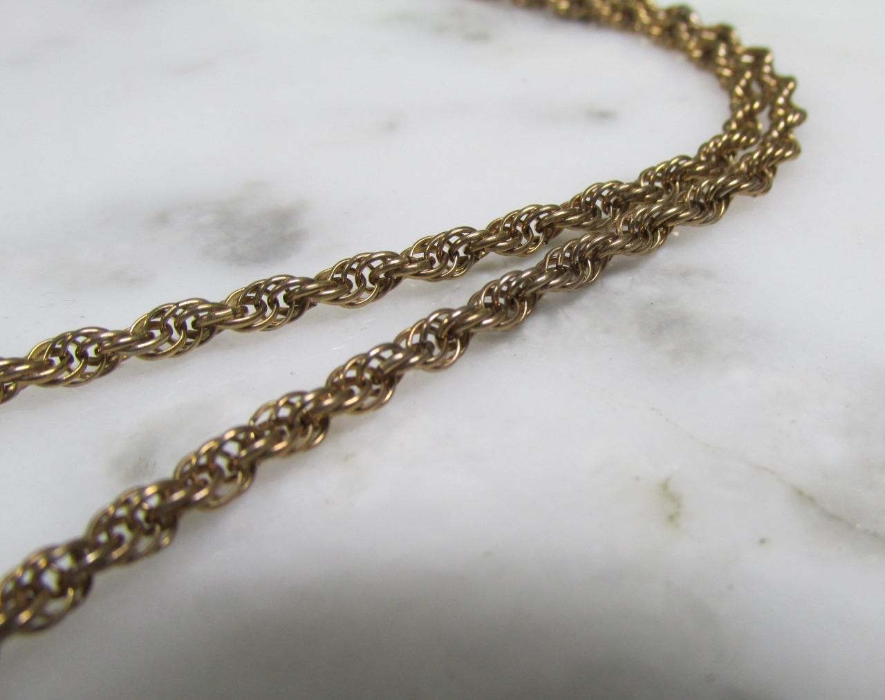 Vintage Yellow Gold Filled Rope Chain Necklace ~ 24″ ~ 9grams ~ 7-C599