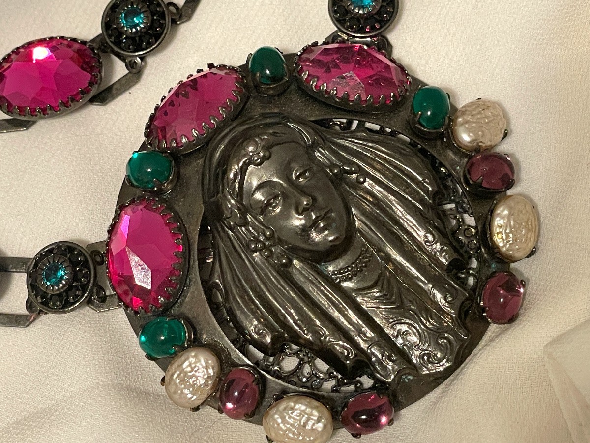 Vintage Miriam Haskell Art Nouveau Bohemian Gipsy / Roman Maiden Necklace Set