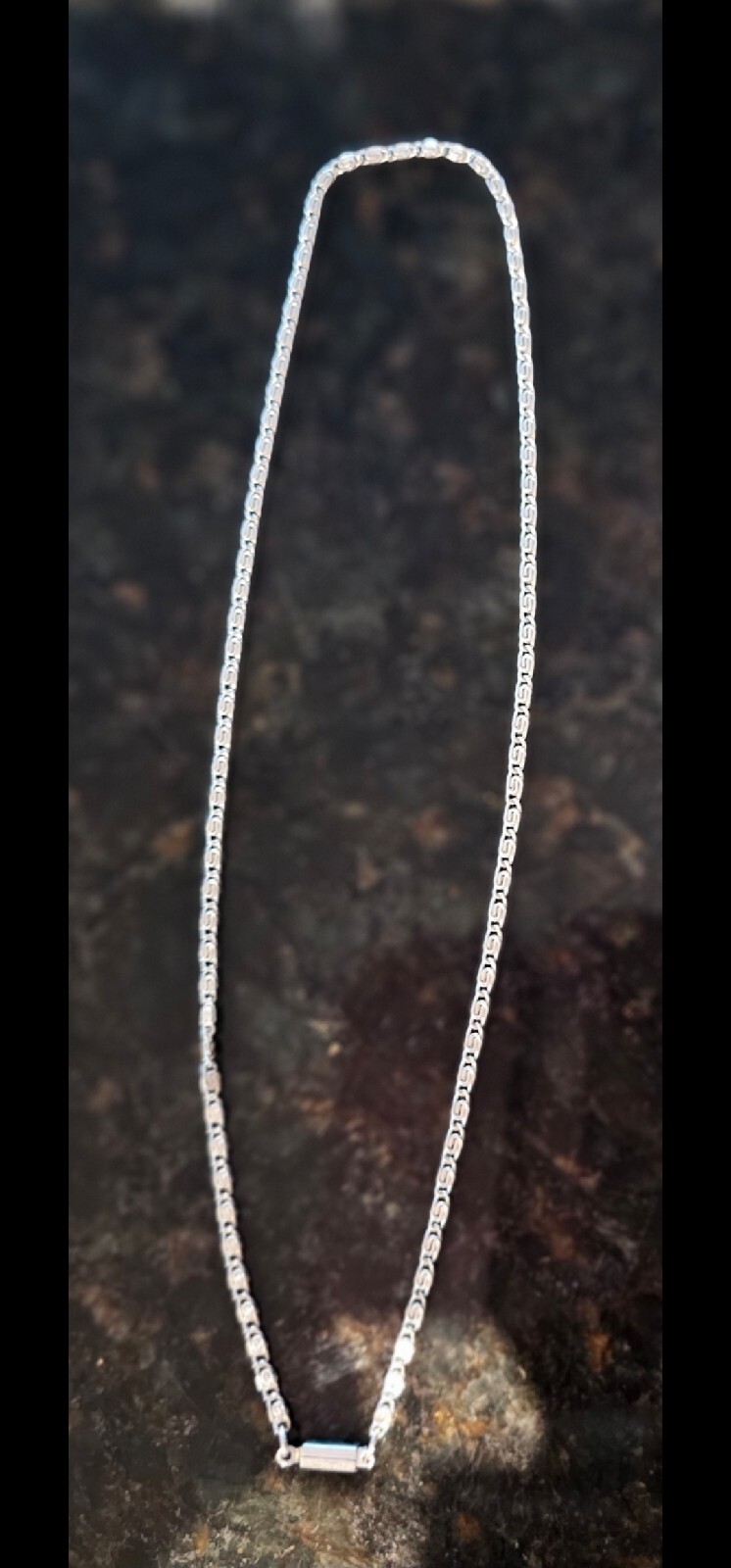 Chain Necklace Silver Tone Marked Germany Fold Over Clasp 18″
