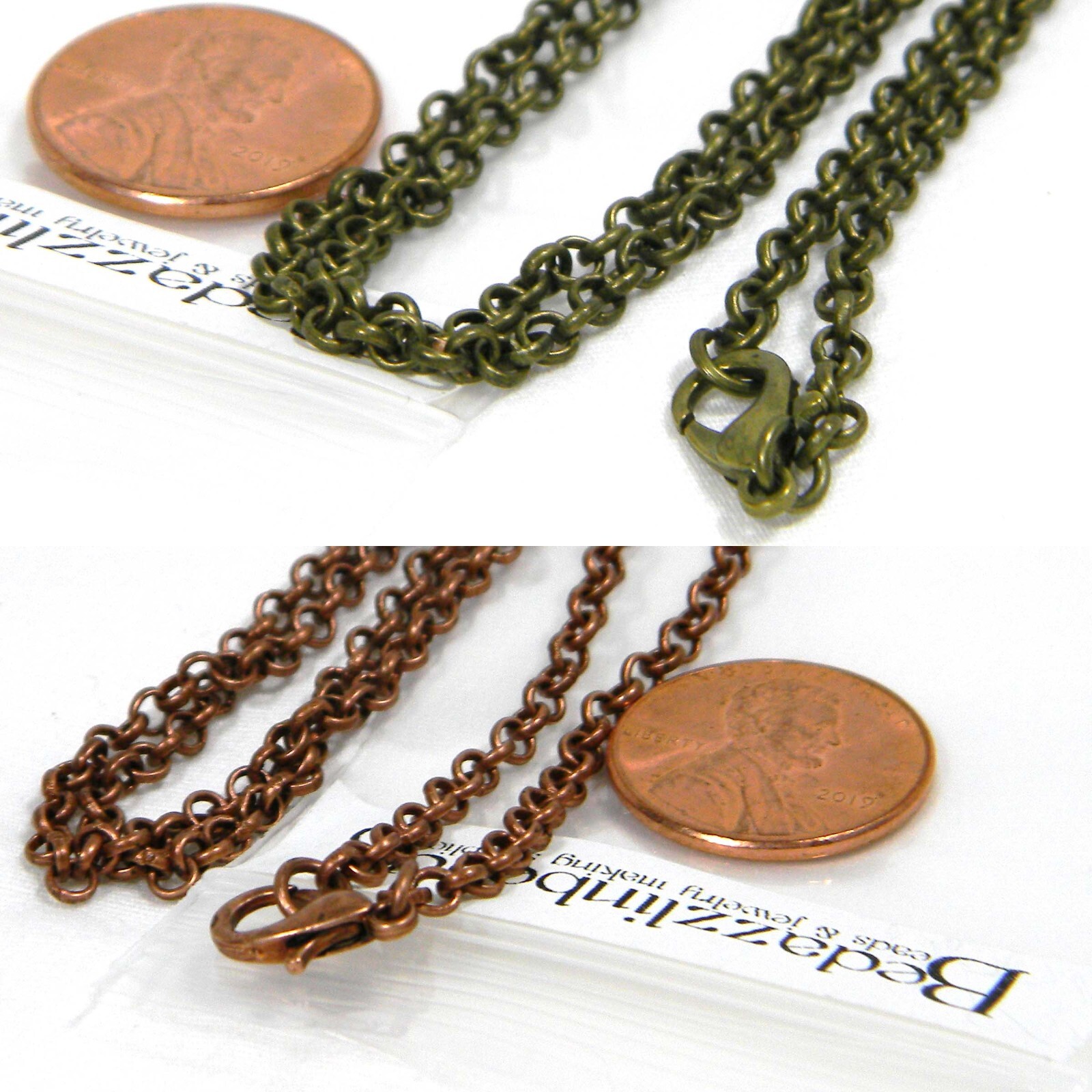 Iron 23 1/2 inch Antiqued Rolo Plain 3mm Thick Chain Necklaces w/ Lobster Clasp