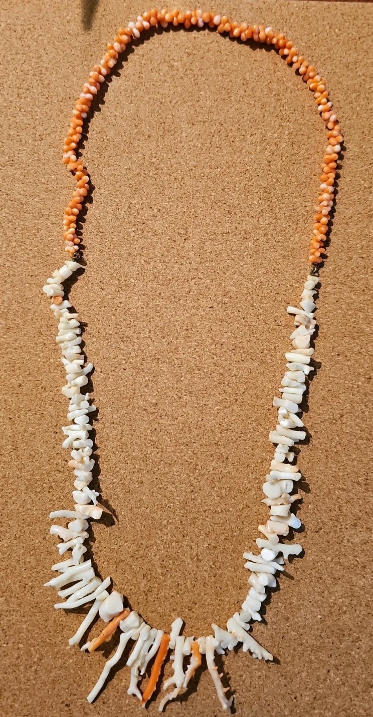 Vintage Natural Coral Necklace Angel Skin Salmon Bead White Branch EUC