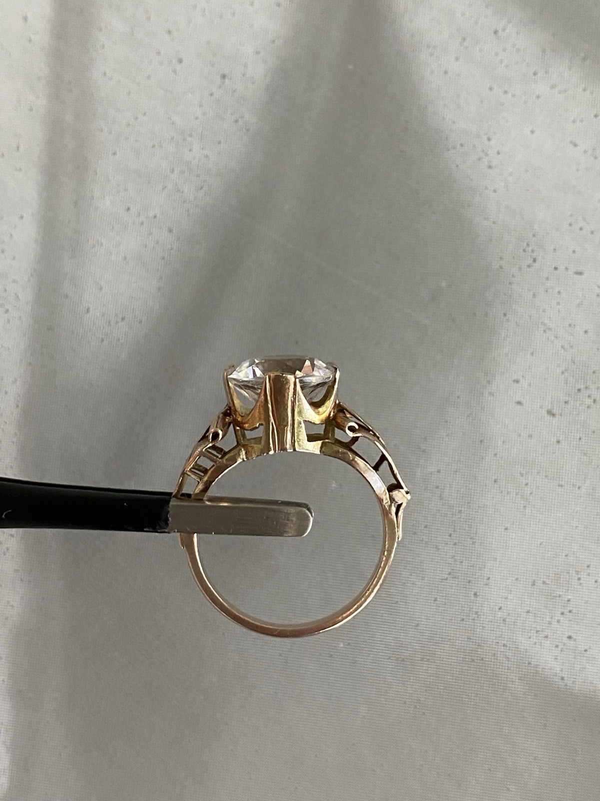 REDUCED 10K Gold TESTED NOT MARKED Ring Vtg Antique Prong Set Stone 3.9 Gr 6 1/2