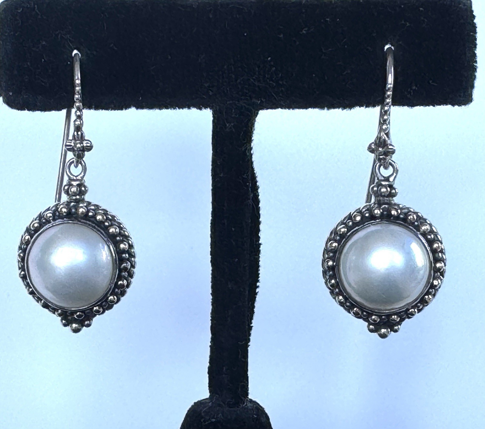 Robert Manse 925 Sterling Silver 18K Gold Mother of Pearl Dangle Earrings