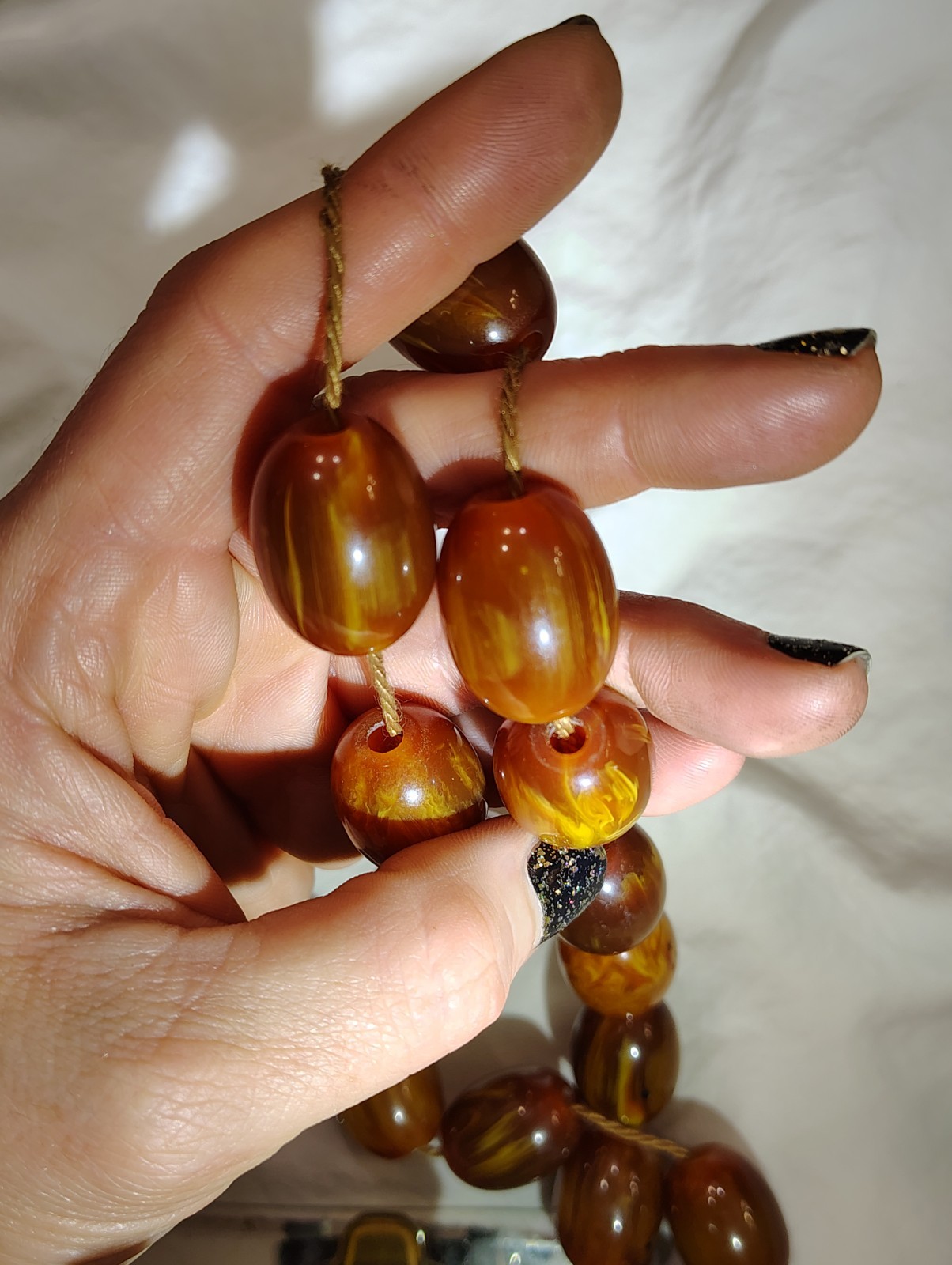Vintage Butterscotch Egg Yolk Amber Bakelite Prayer Worry Beads 15/16″ 113 Grams