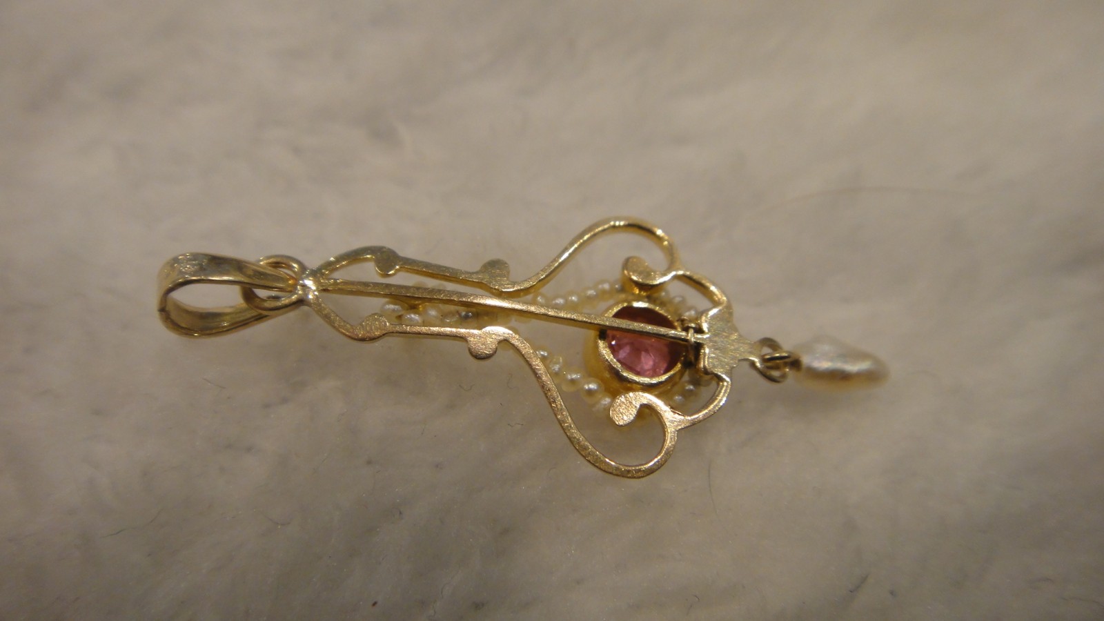 Vintage Victorian Antique Estate Jewelry 10k Gold Seed Pearl Charm Pendant COOL