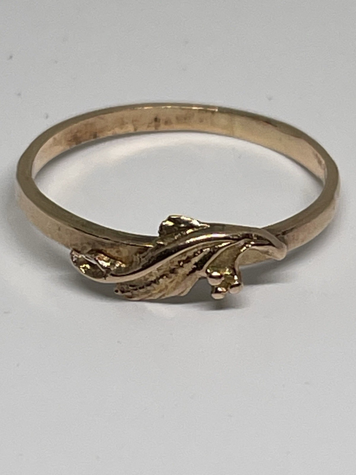 Vintage 14K Soviet USSR Solid Gold Ring 583 FLOWER Grape Leaf DESIGN Size 7