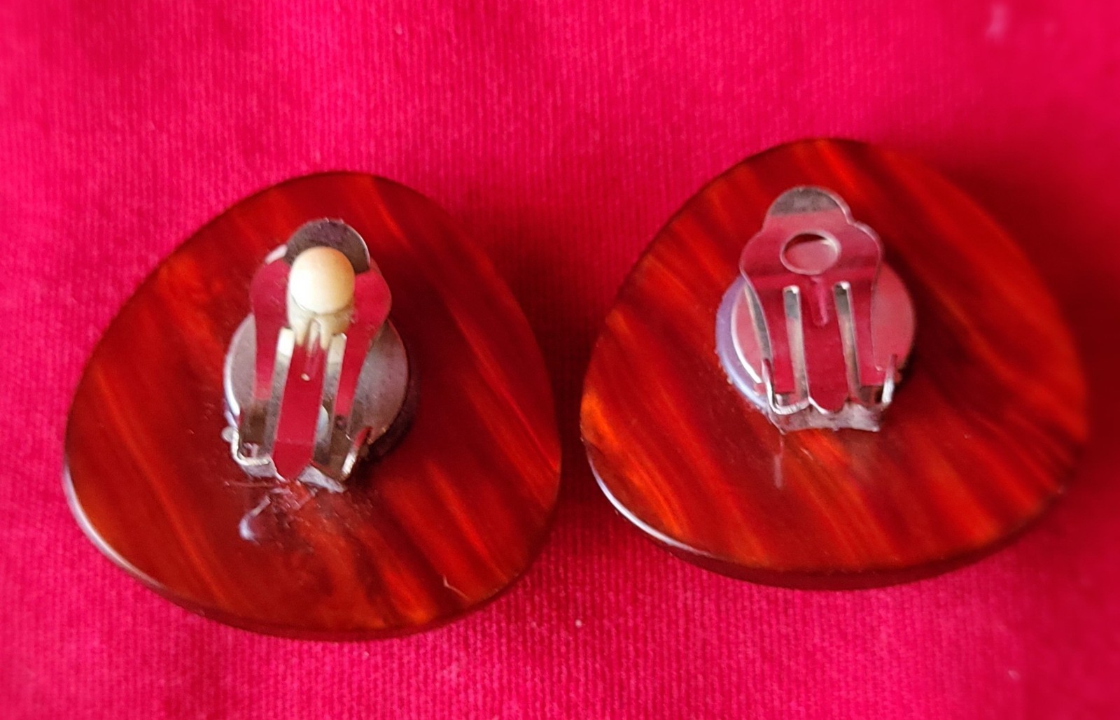Vintage 80’s Leopard Acrylic ? Resin Topaz Gem STATEMENT Clip Earrings