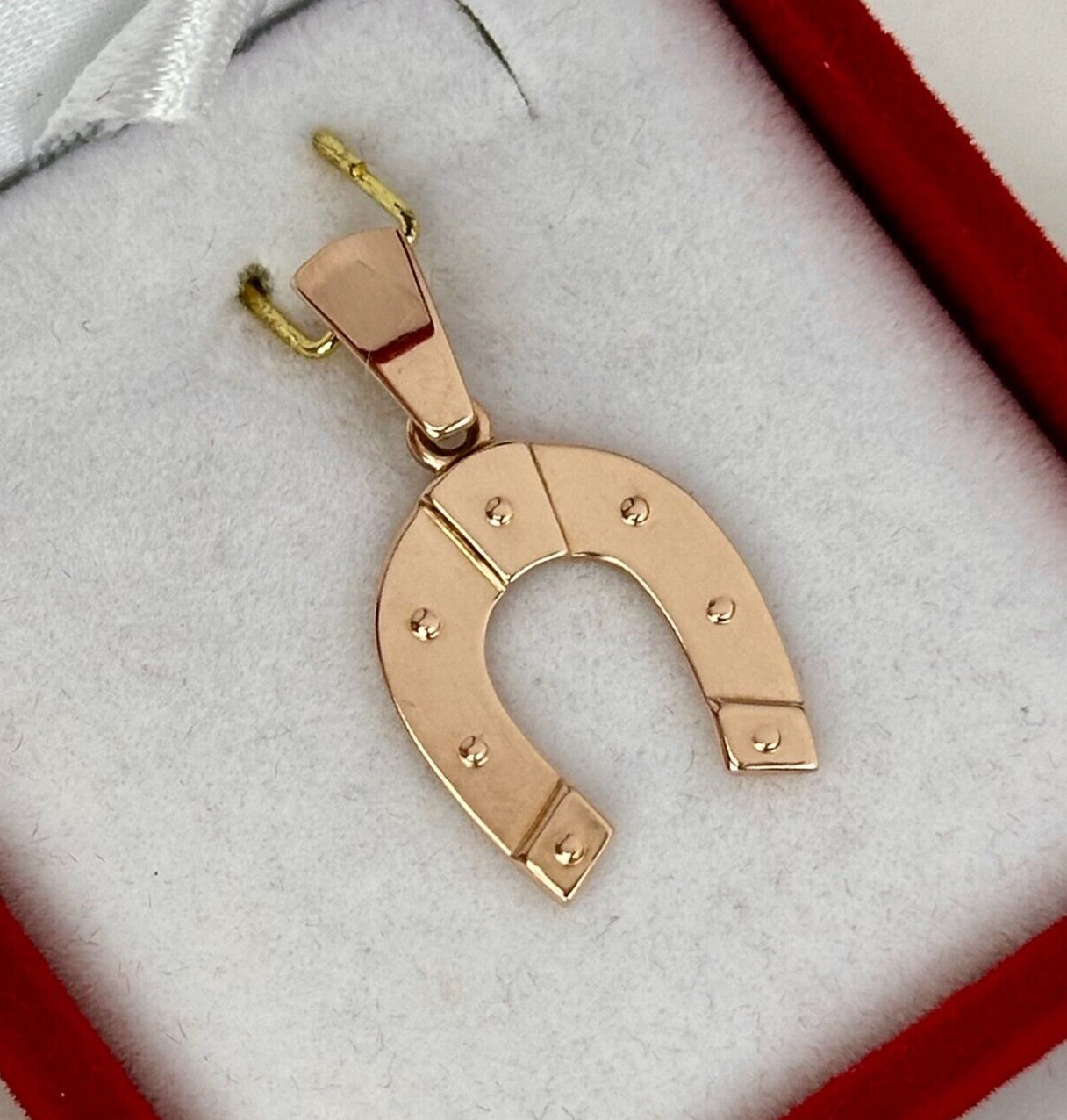 Chic Vintage Original Soviet Rose Gold 583 14k Pendant “Horseshoe” 1,73 g.