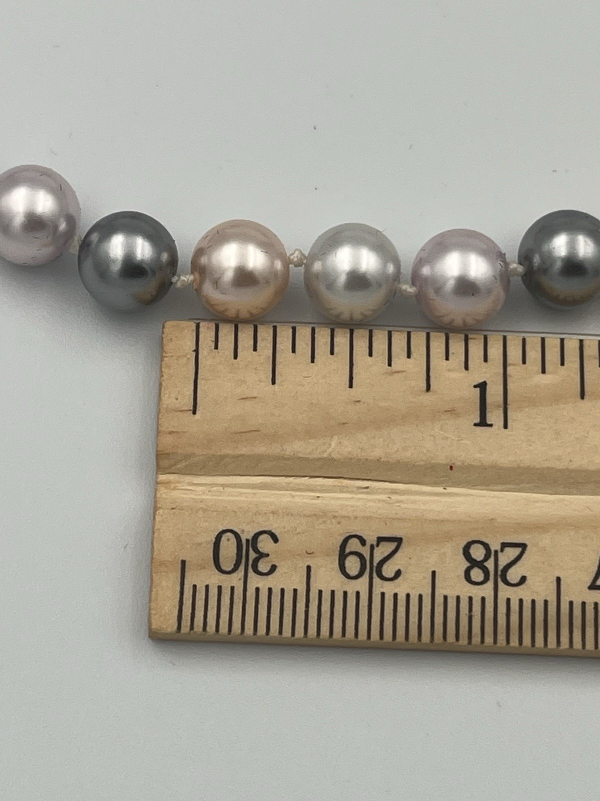 Vintage Gray and Pink Bead Necklace 6 mm with 9 mm earrings
