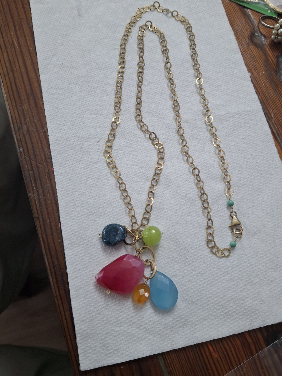 14/20 GF Gold Filled 33″ Multi Color Gemstone Necklace