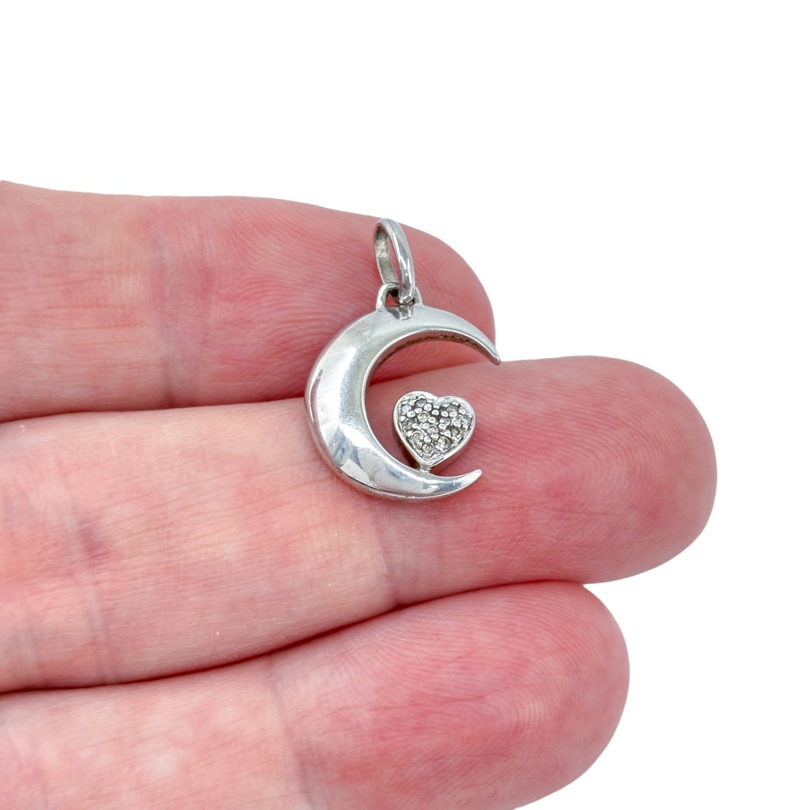 Vintage Sterling Silver 925 I Love You To The Moon Crescent Moon Pendant