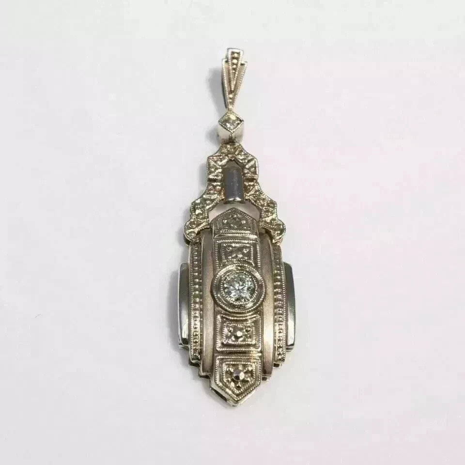 1.8Ct Art Deco Style Lab Created Diamond Anniversary 14K White Gold FN Pendant