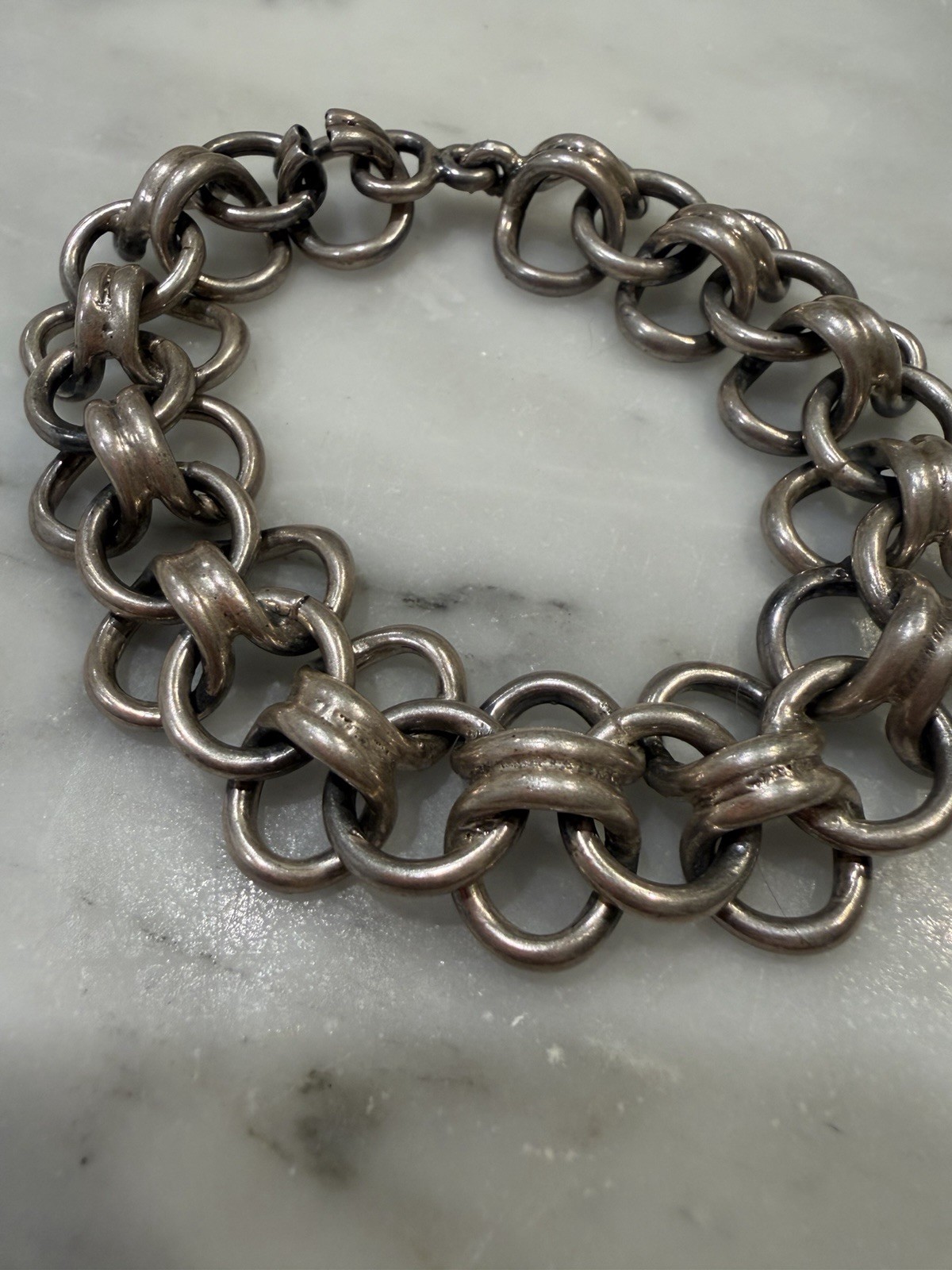 VINTAGE TAXCO MEXICO 925 STERLING SILVER FANCY WOVEN LINK BRACELET