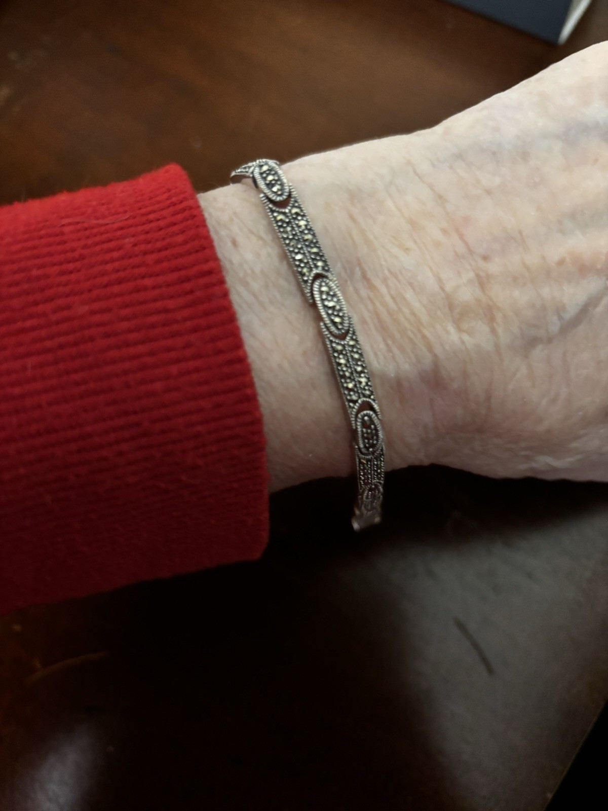 Vintage Sterling Silver 925 Marcasite Bracelet 7.25″