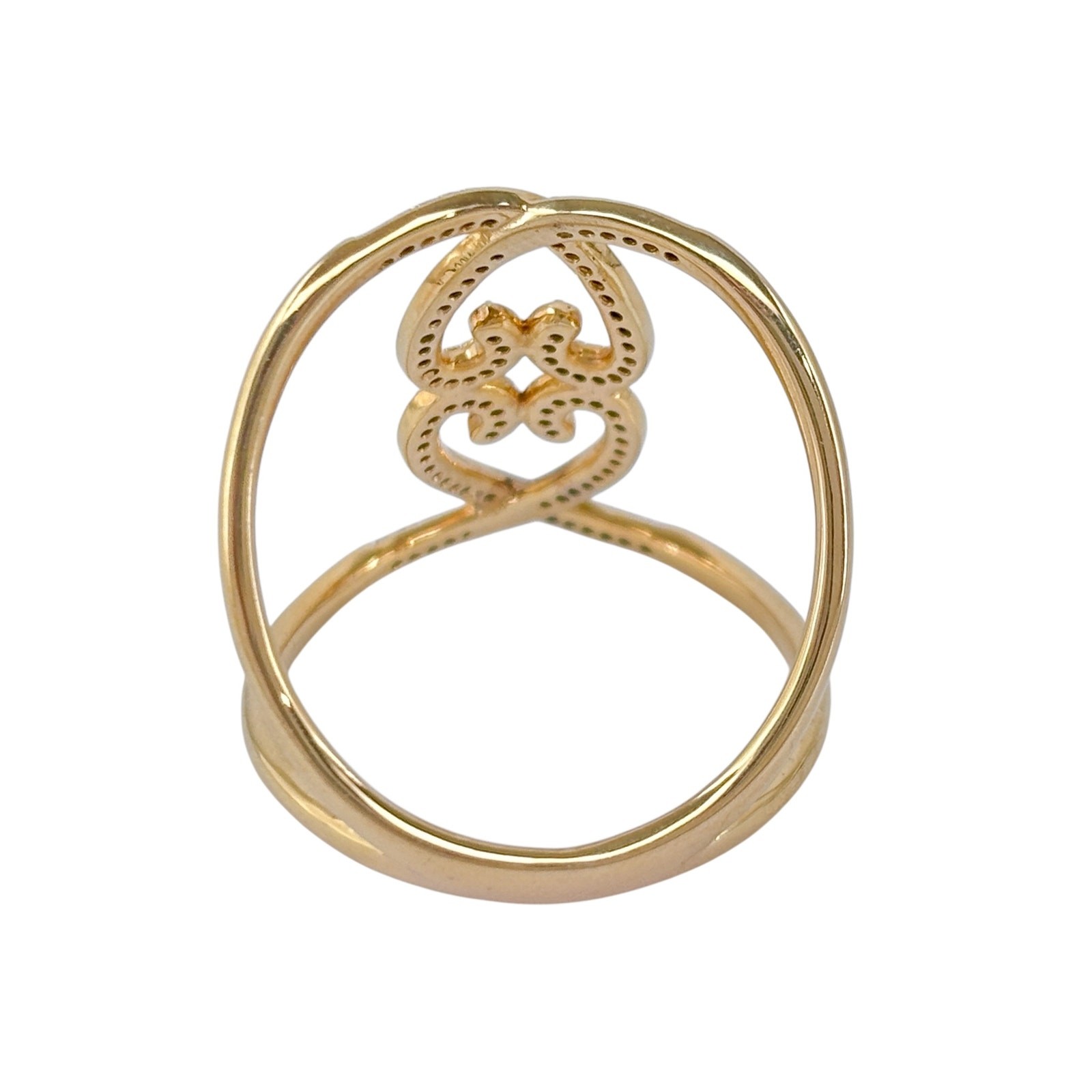 Sterling Silver Gold Plated Double Heart Criss Cross Diamond Ring Size 10