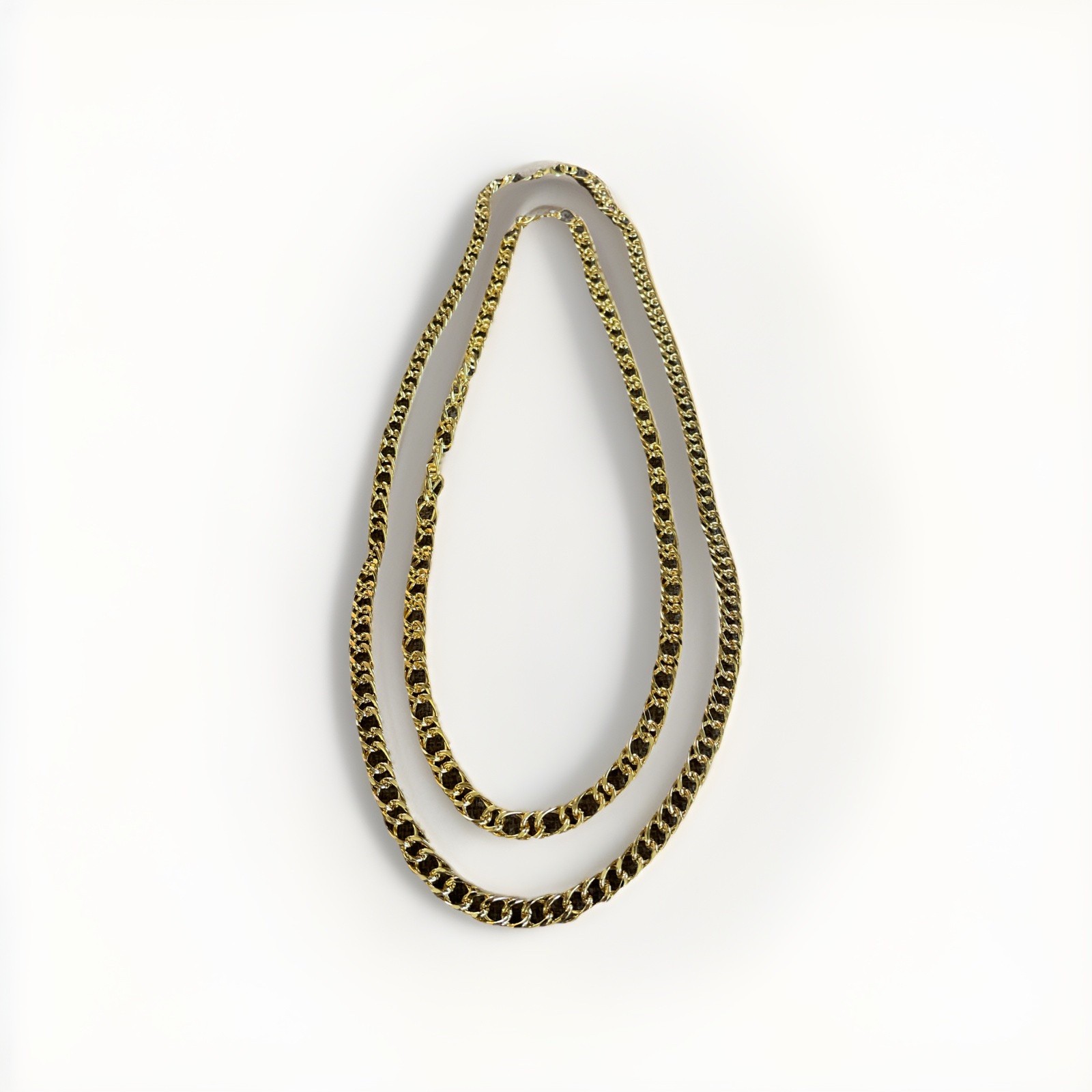Kenneth Jay Lane KJL Set Of Two (2) Goldtone Chains One 29”L & One 24”L Vintage