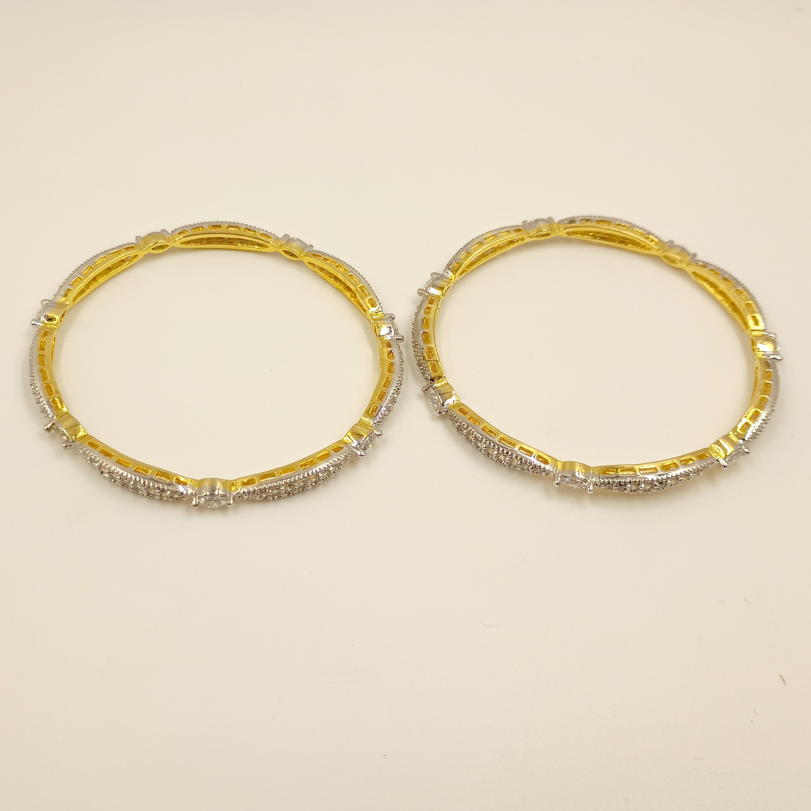Handmade South Indian CZ Bangle Set 22K Gold Plated Bridal Wedding Jewelry Sets