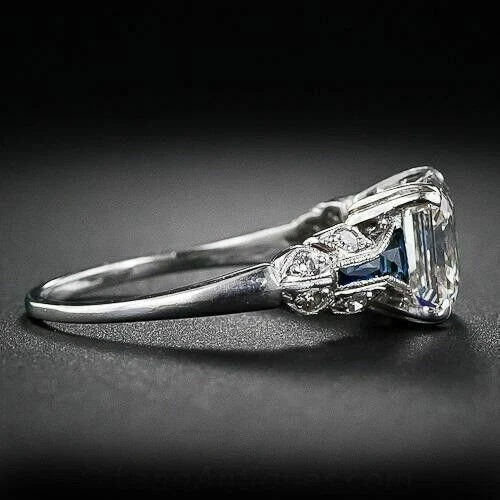 2Ct Art Deco Vintage Style Lab Created Diamond Engagement 14K White Gold FN Ring