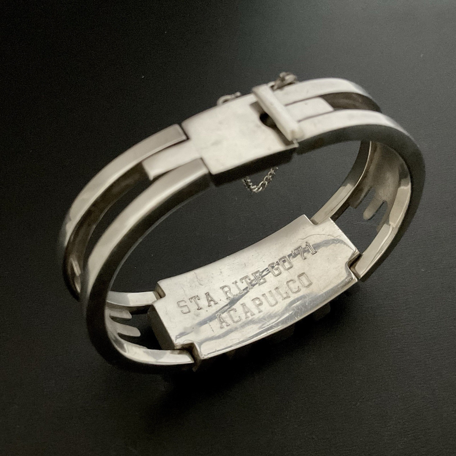 Vintage Sigi Pineda Mexico Sterling Silver Modernist Design Bracelet 6.5”