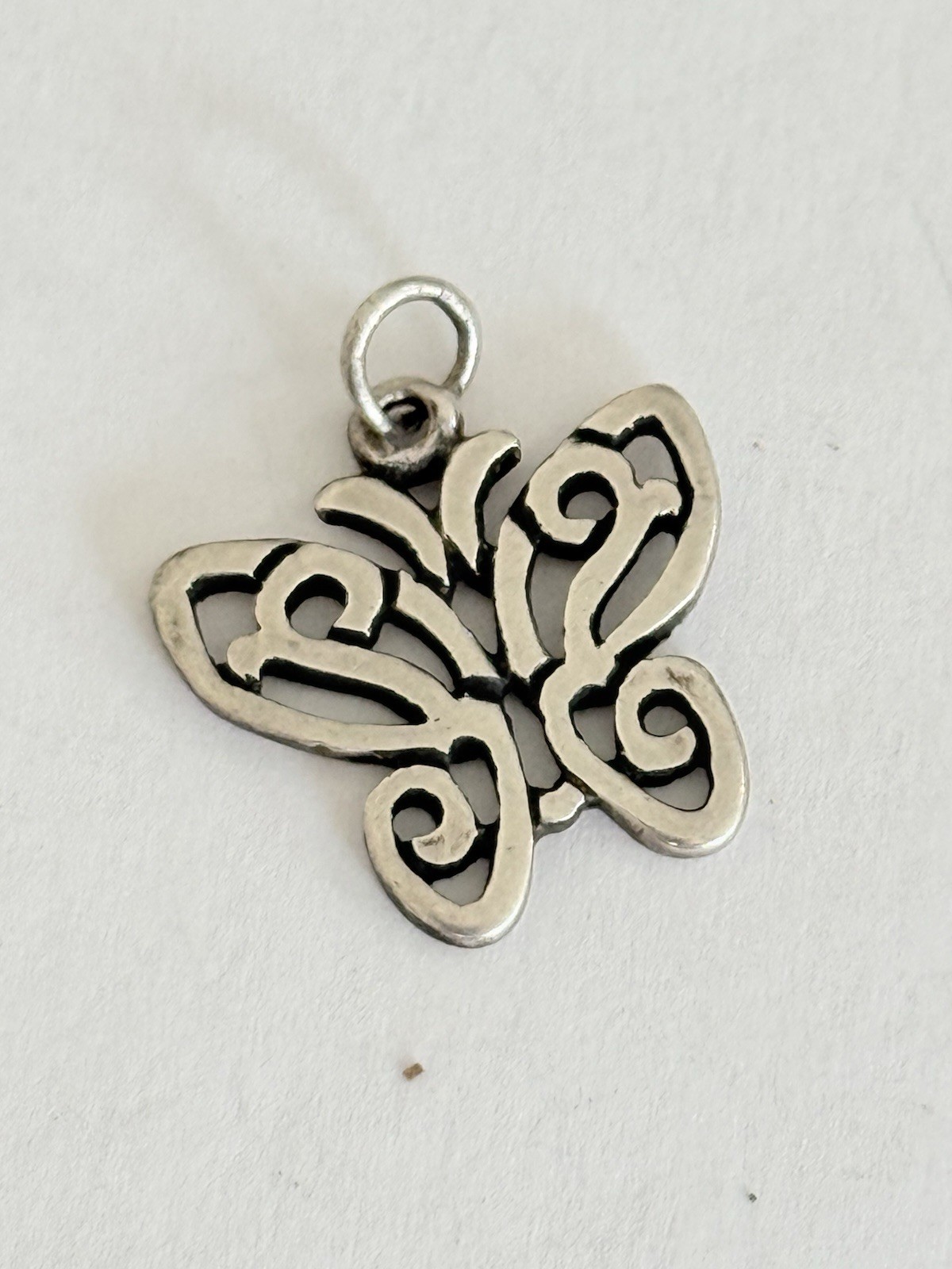 Vintage Retired James Avery Lace Wing Butterfly Pendant Charm Sterling Silver