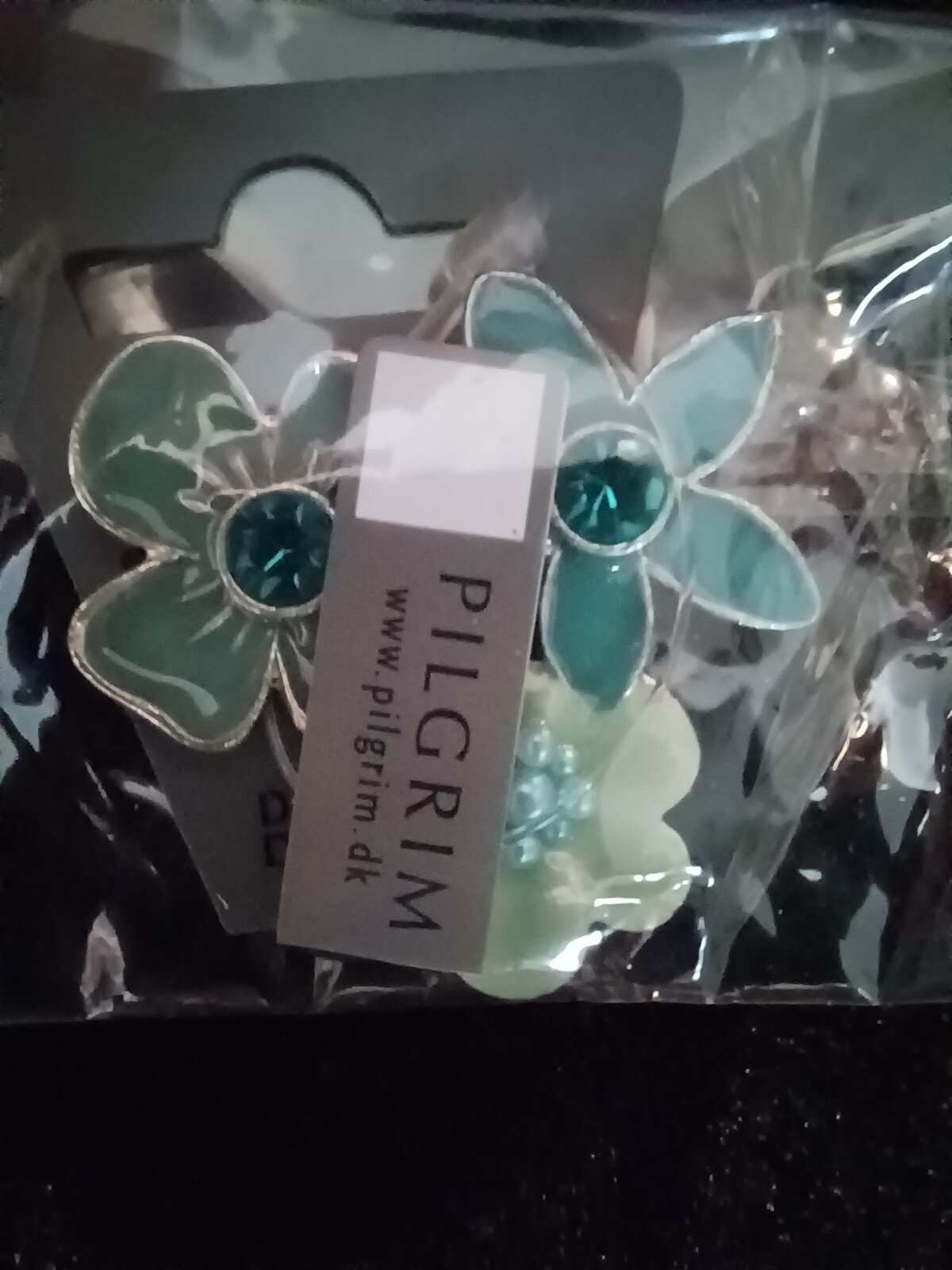 PILGRIM Teal & Green Enamel Flower Brooch Danish Company – New In Package
