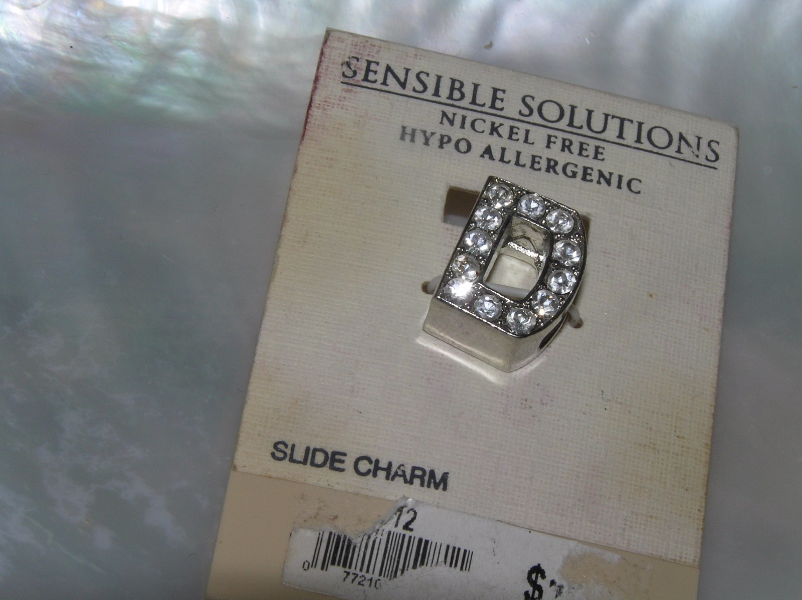 Estate Sensible Solutions Nickel Free Rhinestone Encrusted Thick Silvertone Init