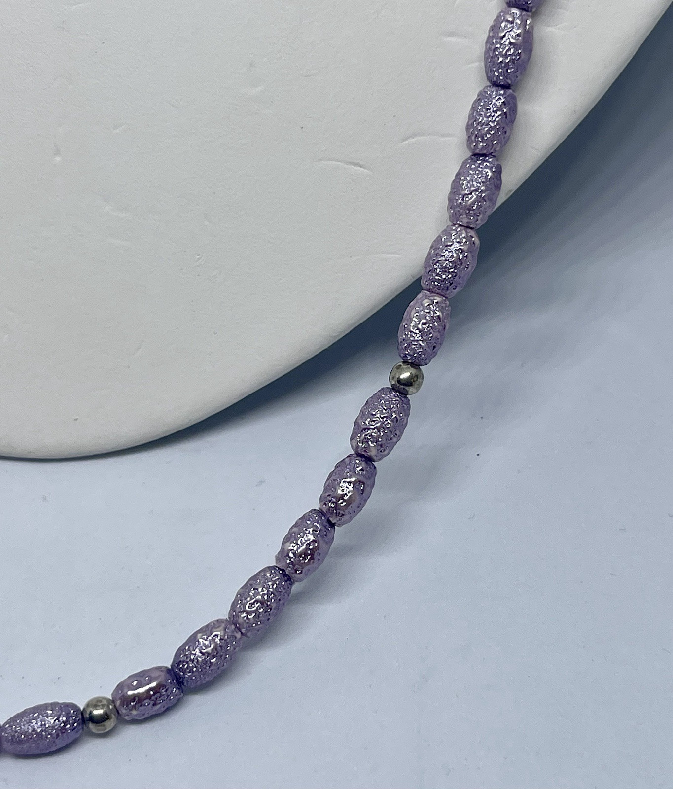 Fab 1950s Lavender Freshwater Pearls Necklace Orate Magnetic Clasp Japan VTG