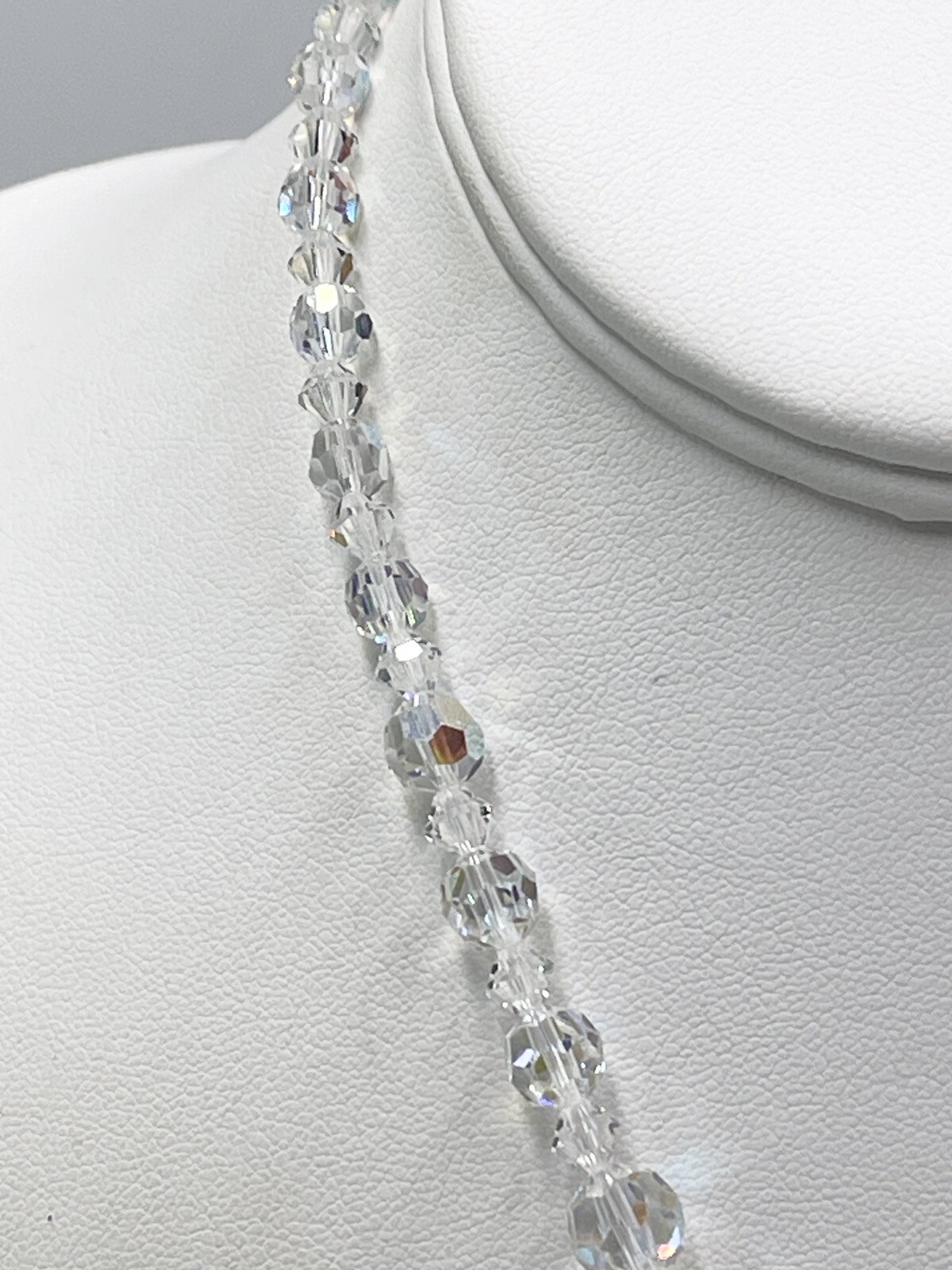Vintage Necklace Crystal Aurora Borealis Single Strand 14 inch