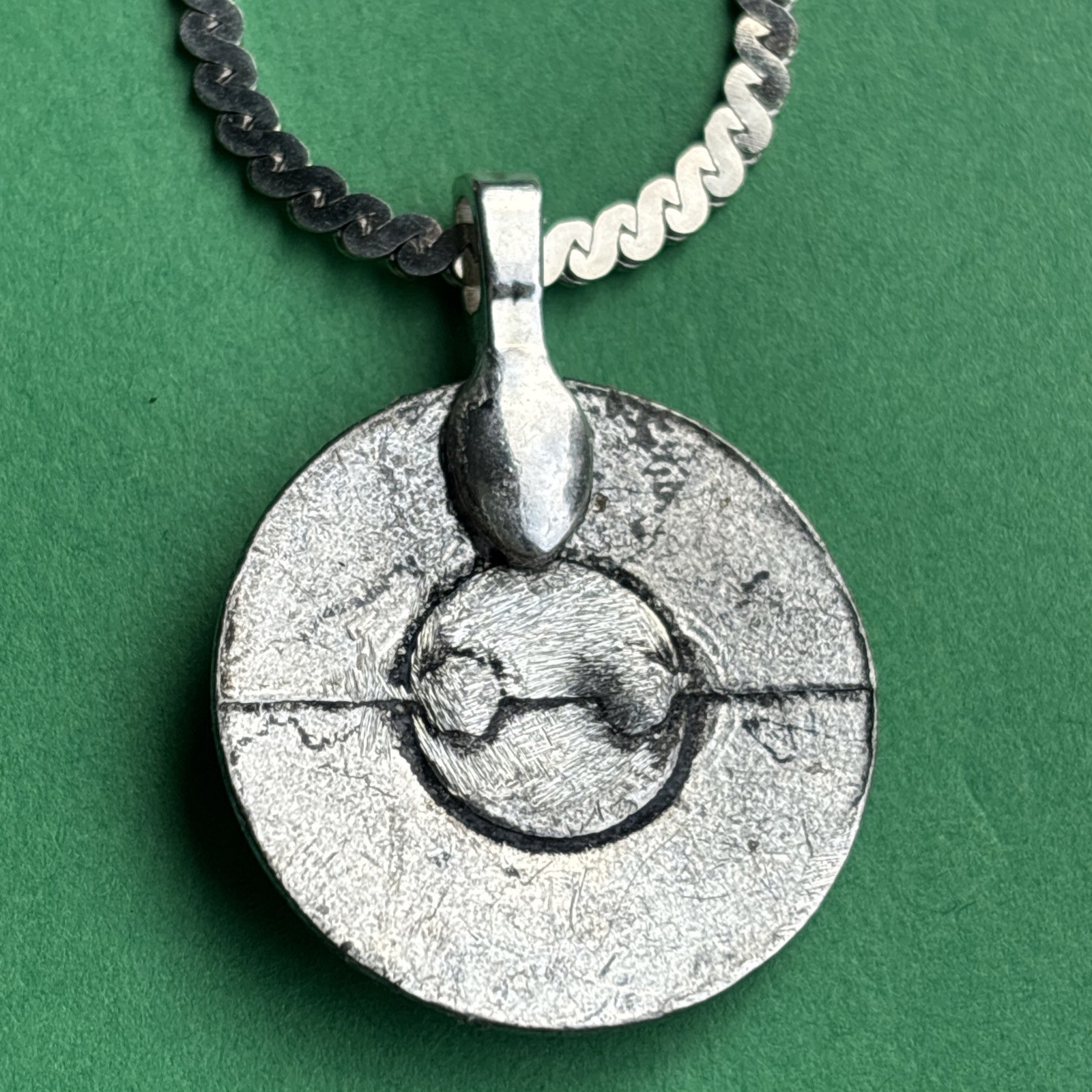 Vintage pewter Button Pendant necklace 🇳🇴 Norwegian! NEW STYLE! 1”
