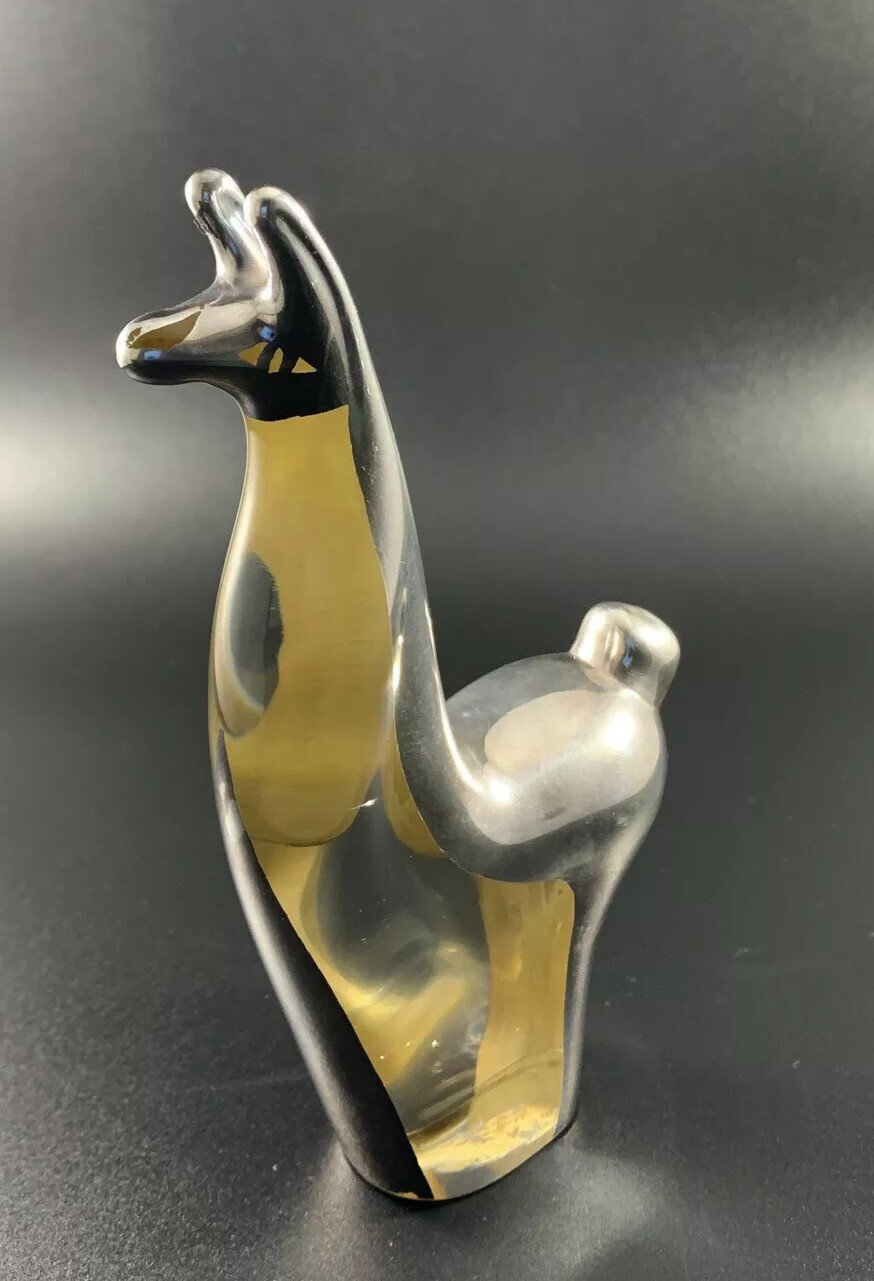 Glass Llama Figurine Sterling Inlay Animal Fine 925 Peru 6
