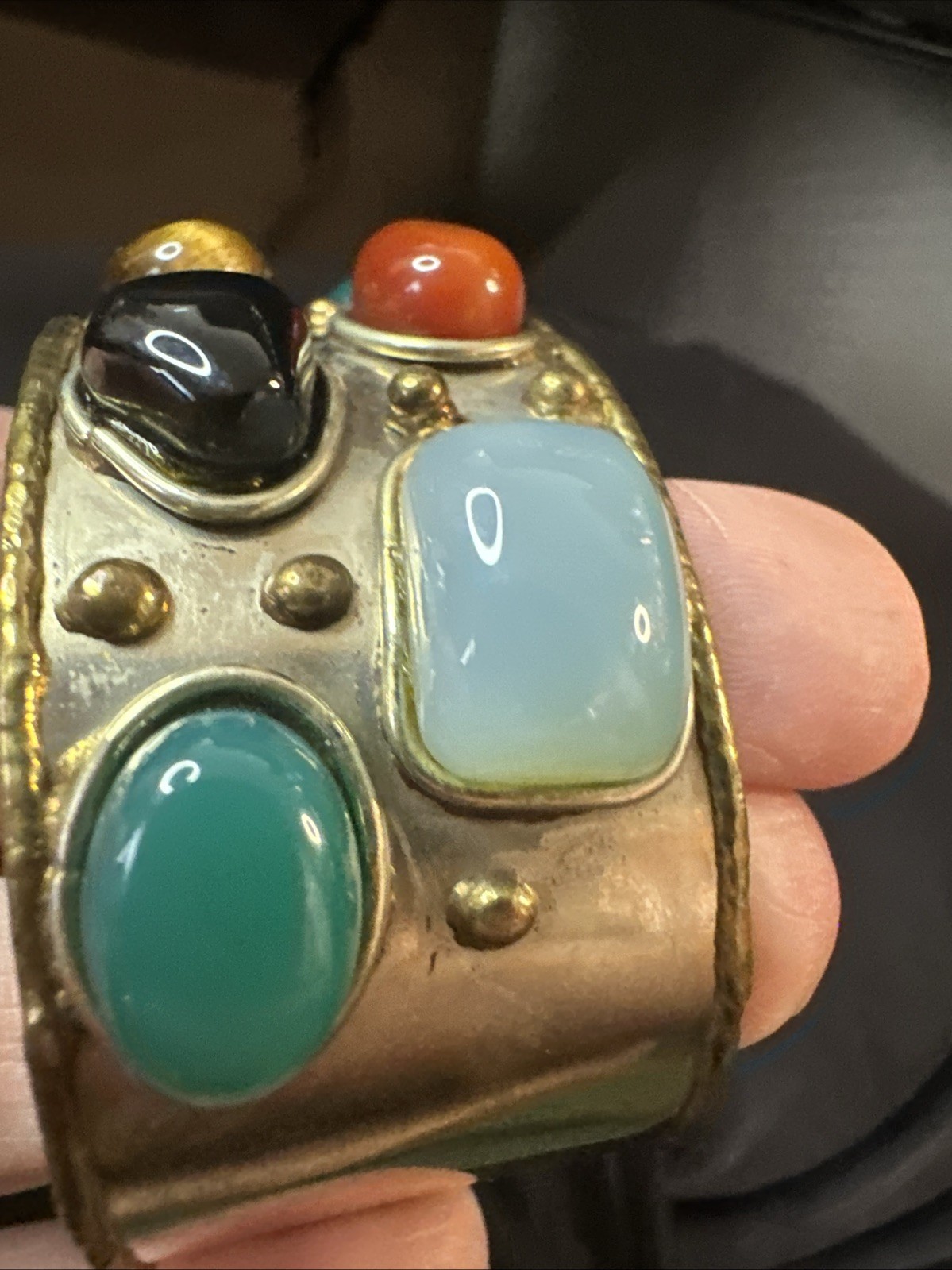 Vintage Multi Stone Cuff Bracelet ! Gorgeous!