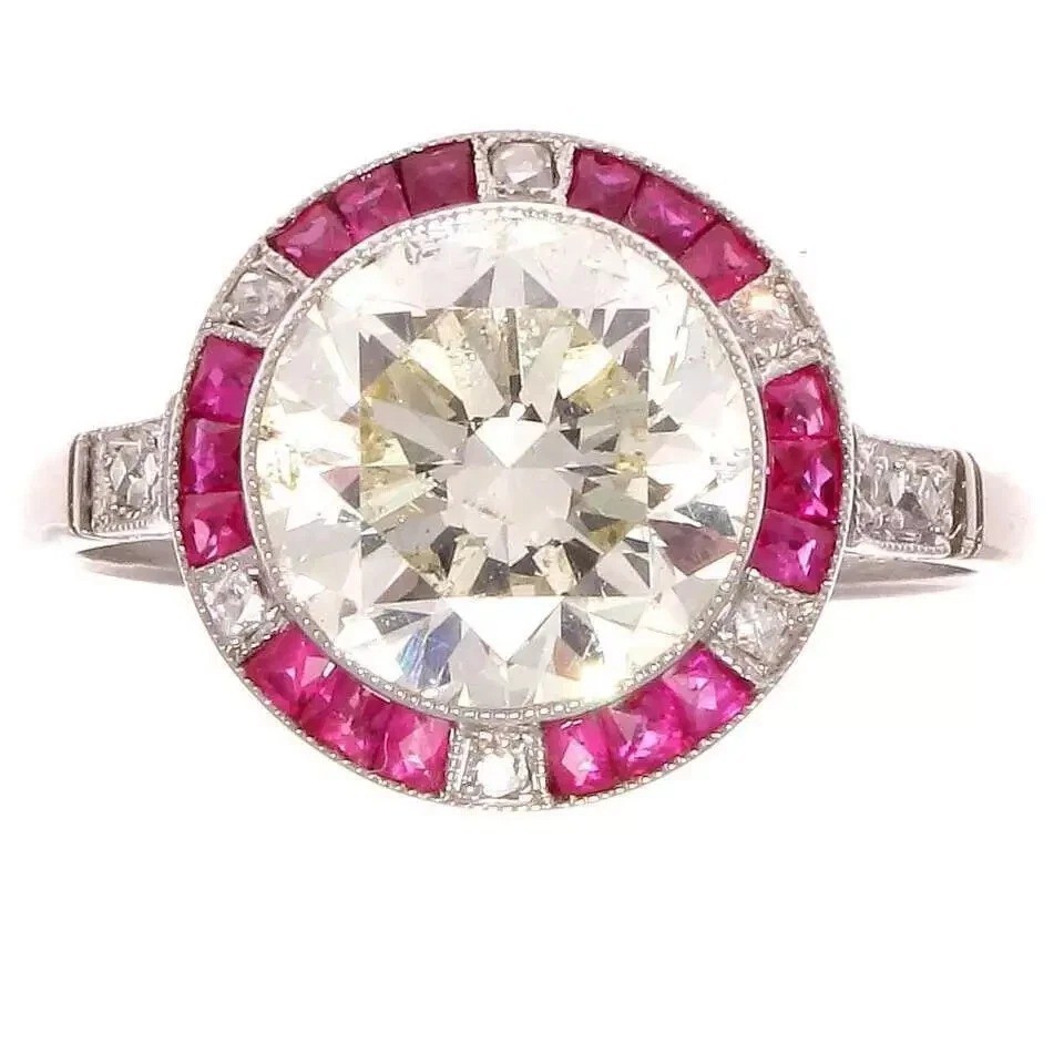 4.00Ct Art Deco Style Lab Created Diamond Anniversary 14K White Gold Finish Ring