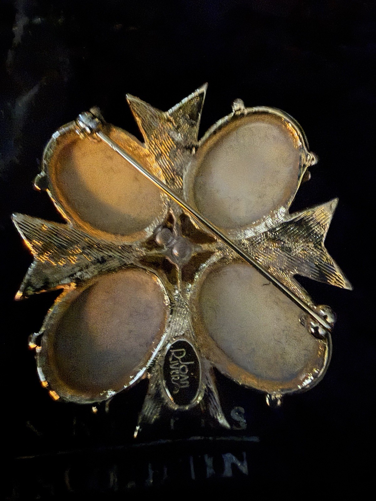 Joan Rivers Gold tone Plated Pink Crystal Pearl Enamel Maltese Cross Brooch
