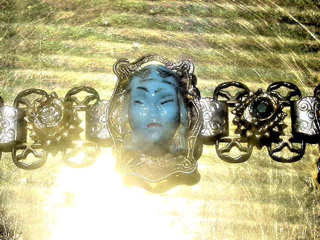 Jinn wishing genie blue Tara good luck talisman lucky charm bracelet Asian c1960