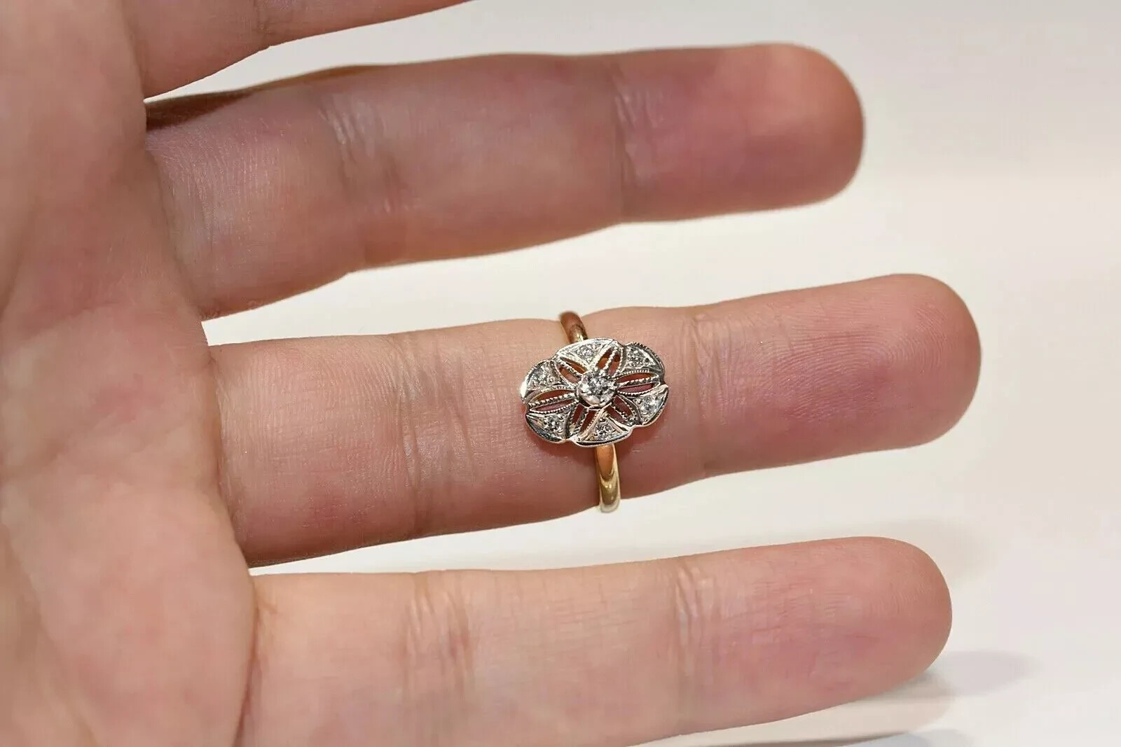 Art Deco Style Lab Created Diamond Filigree Floral 14K White Gold FN Gift Ring