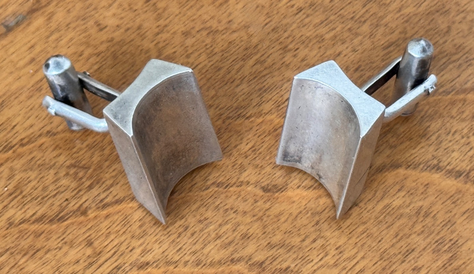 Antonio Pineda Taxco Mexican Modernist Sterling Silver 925 cufflinks Vtg Rare