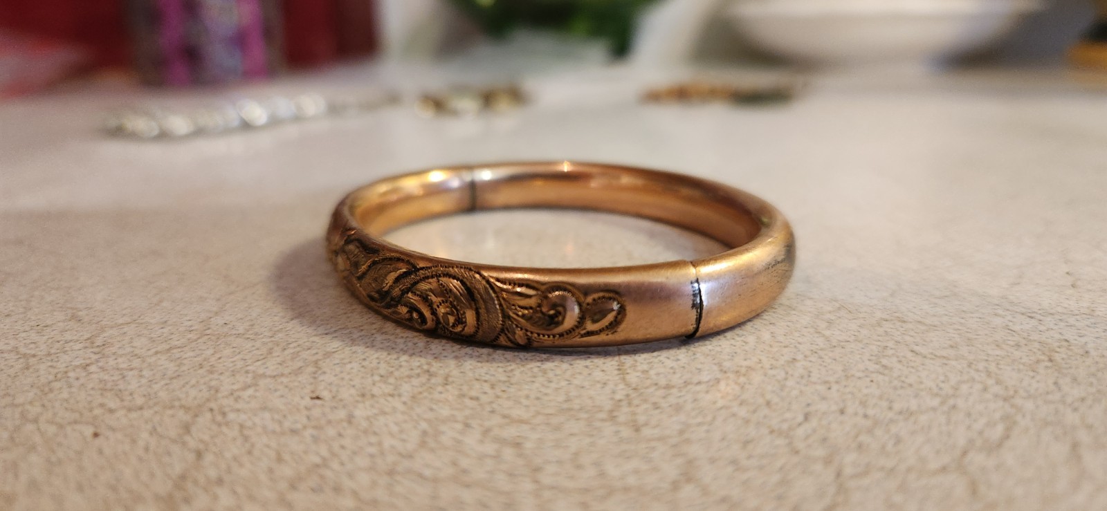 Antique Hinged Cuff WMC Stamped Bangle 1900’s Edward’s Gold Filled