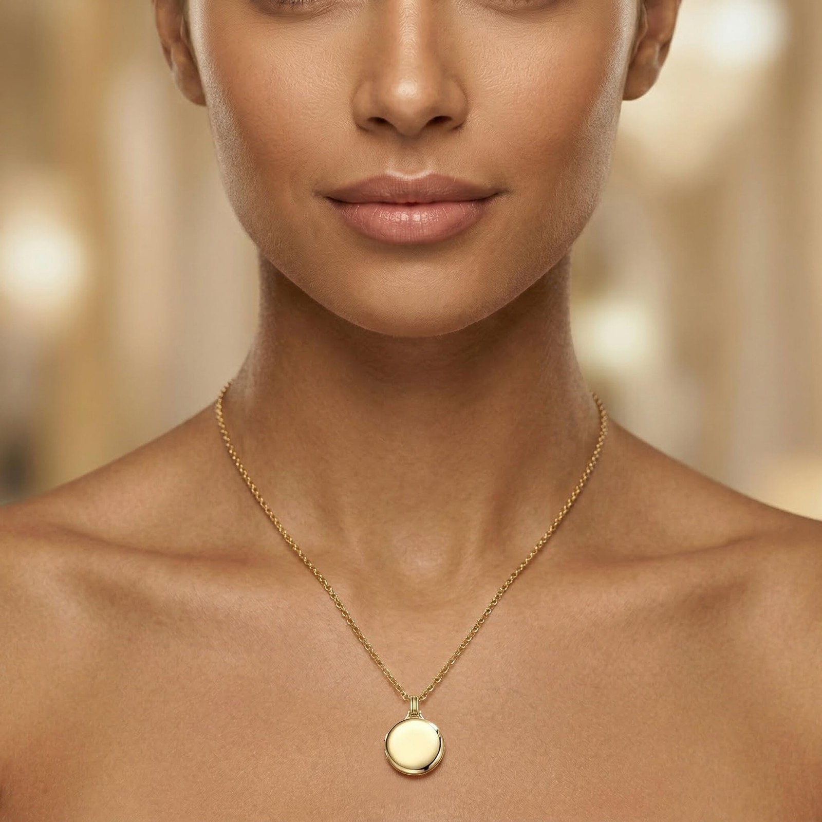 Love Heart Locket Necklace 14K Gold-Filled Oval Rectangle Photo Holder for Women
