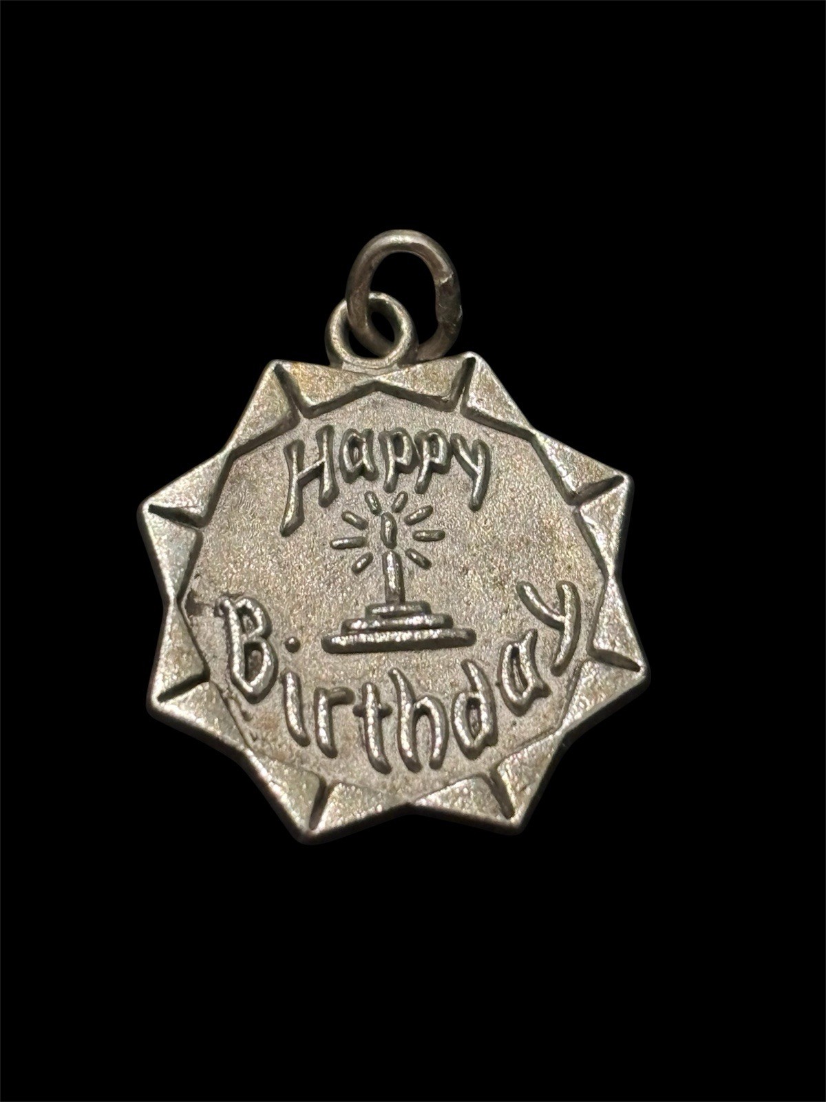 Vtg 1970’s Sterling Silver Happy Birthday Cake Charm 925 3.3g
