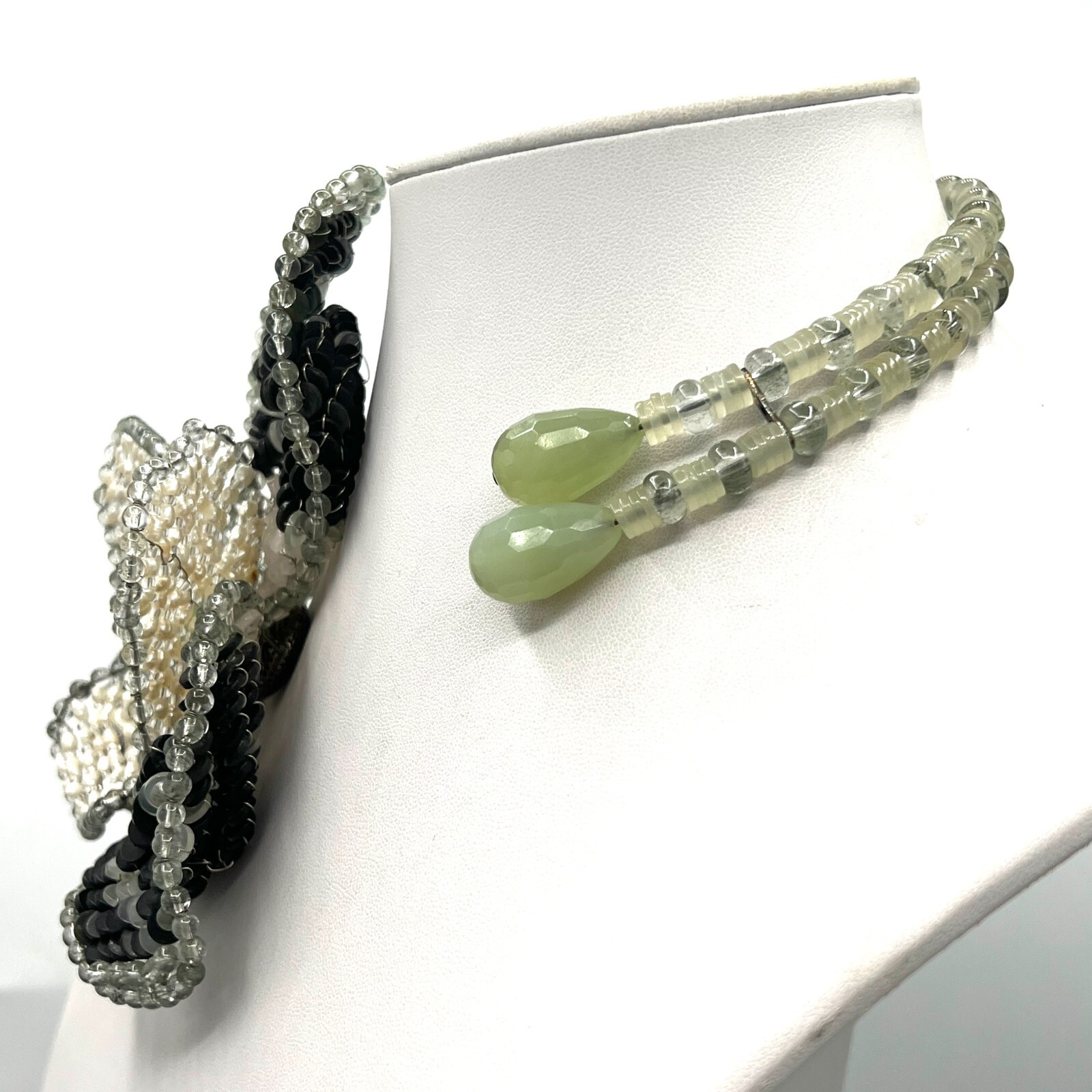 Daniele Cornaggia Designer Beaded Woven Choker Necklace – Assymetrical Statement