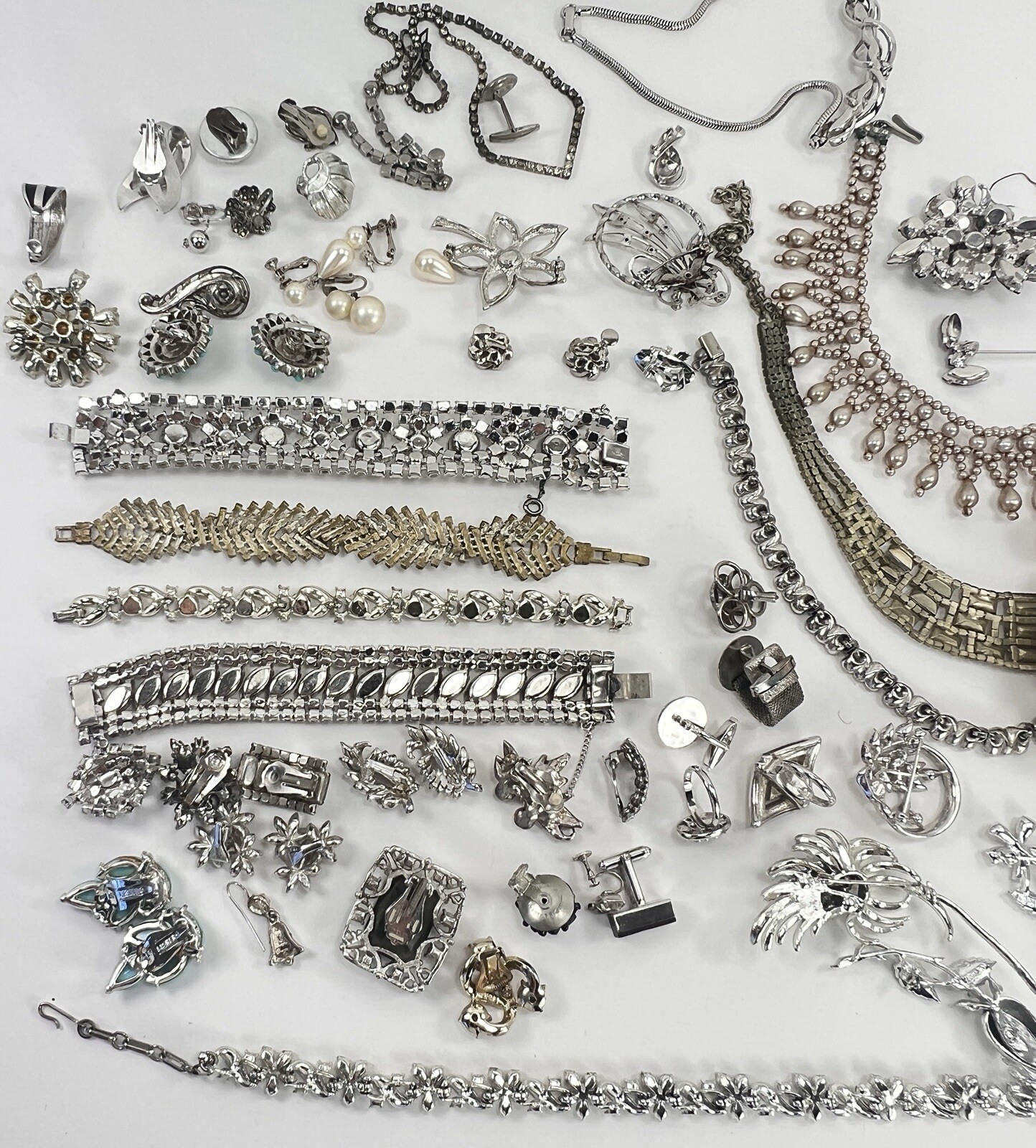 Vintage Kramer Bogoff Lisner + Rhinestone Jewelry Repair Parts Craft Lot #1