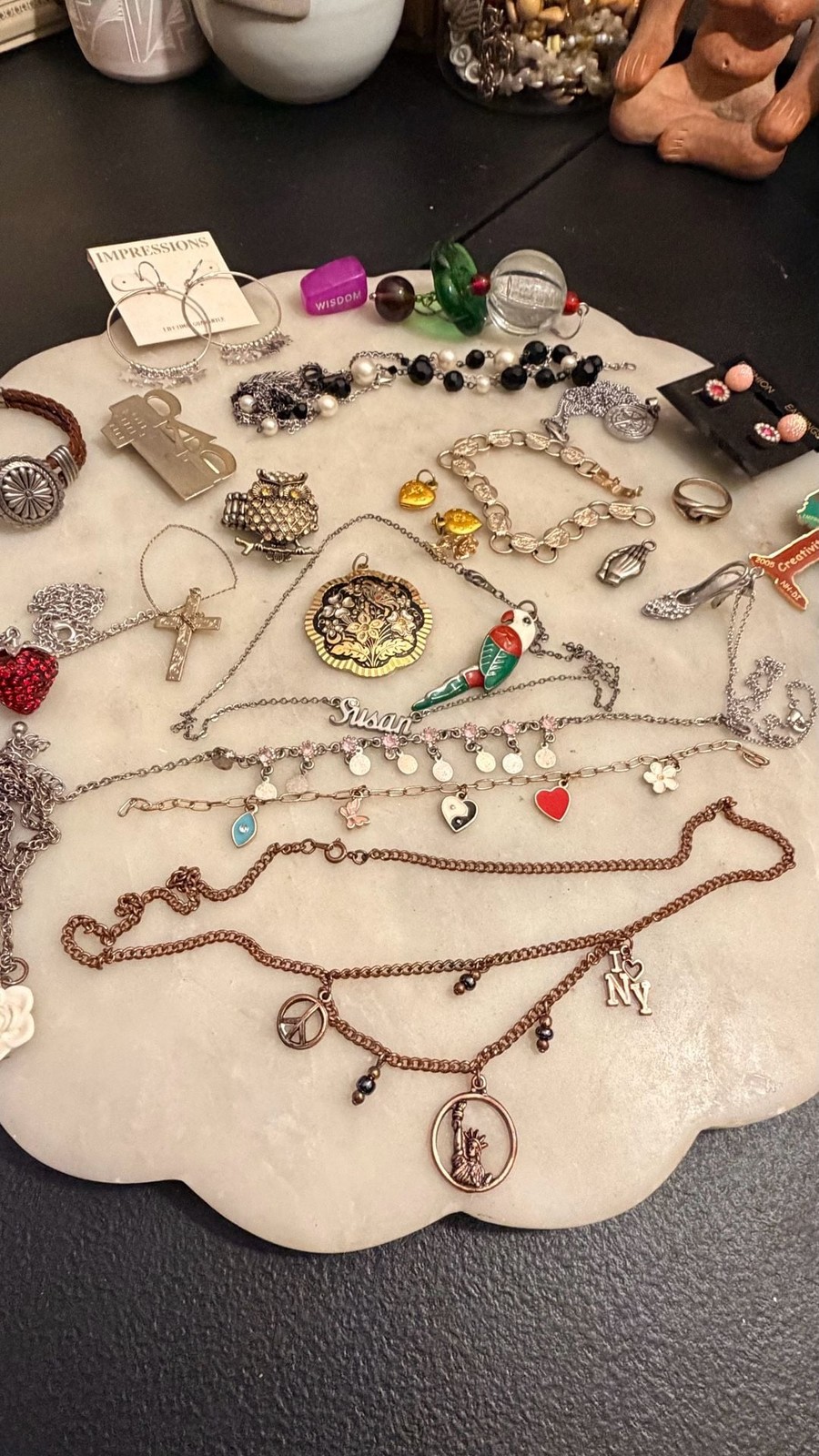 Assorted Vintage Costume Jewelry Lot – Necklaces, Bracelets, Pins, and Earrings