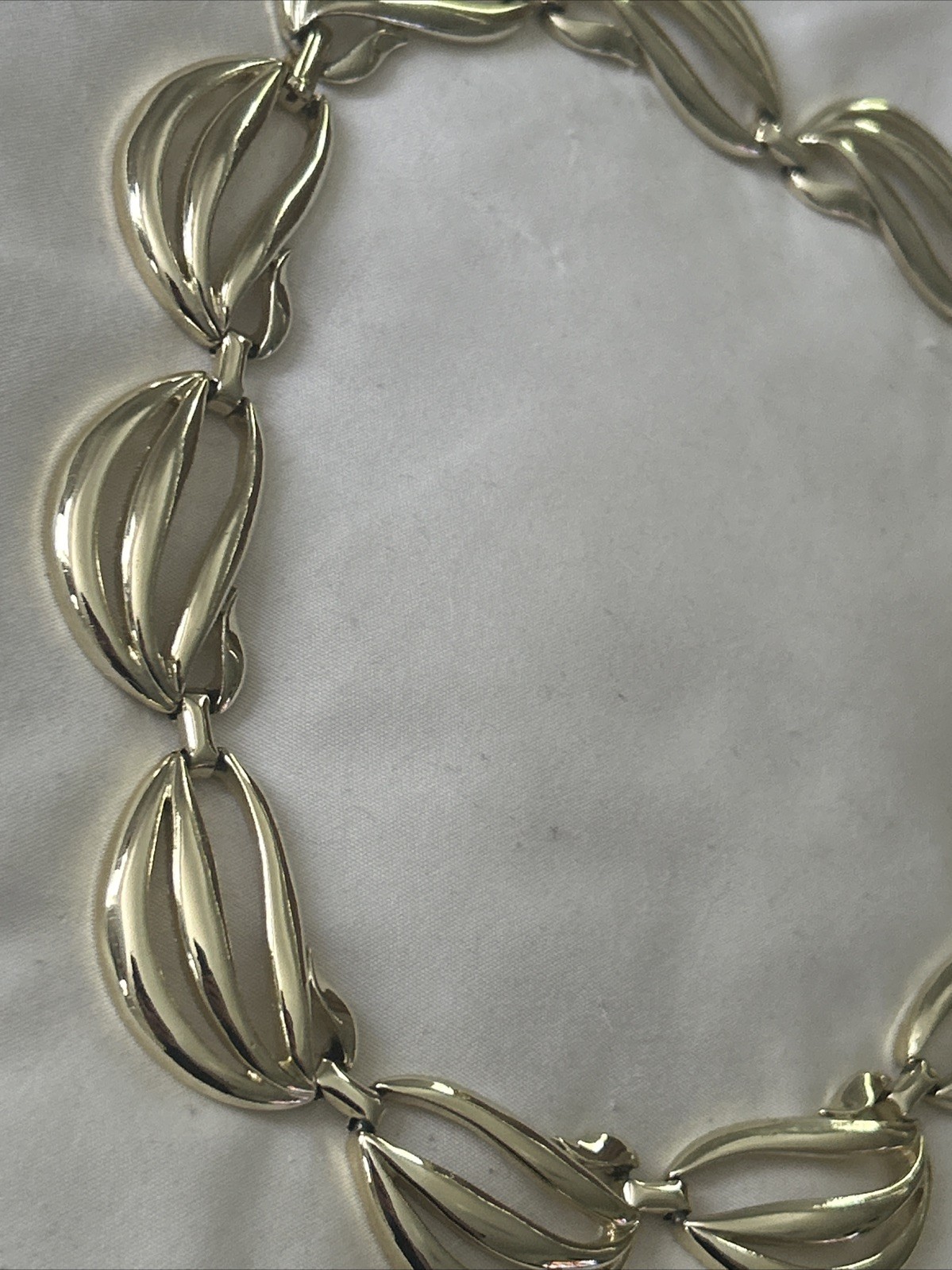 Vintage Modernist Open Link Choker Necklace Mid Century Wave Openwork 18”