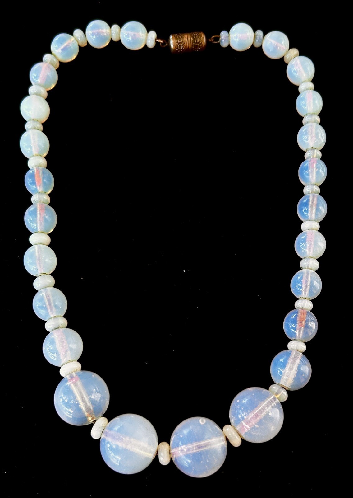 VTG LOUIS ROUSSELET France Graduated French Opaline Glass NECKLACE