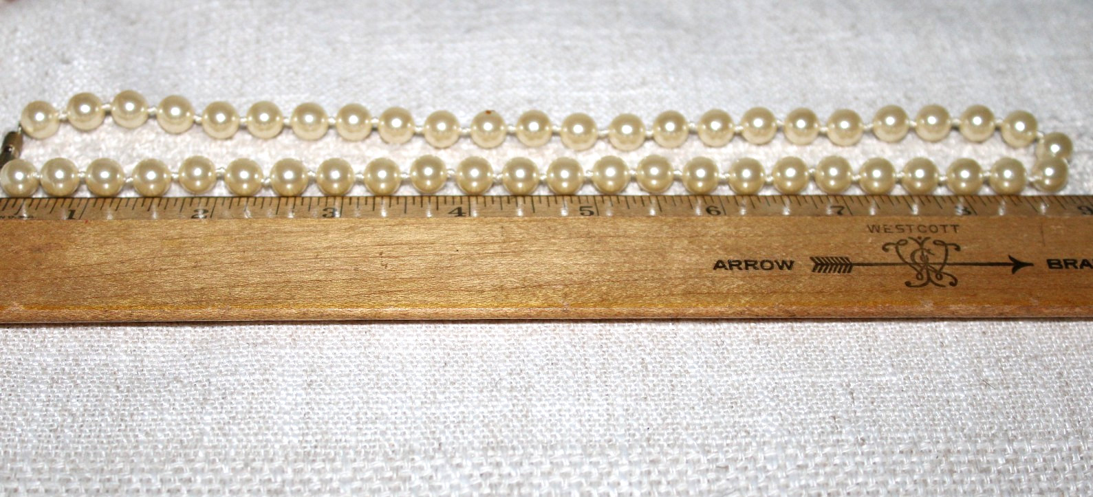 HAND KNOTTED SILVER TONE & GENUINE IVORY PEARL BEAD NECKLACE 18″