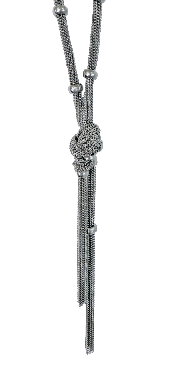 Y2K Vintage Signed Chico’s Y-Drop Necklace Silver Tone Slinky Fidget-Friendly