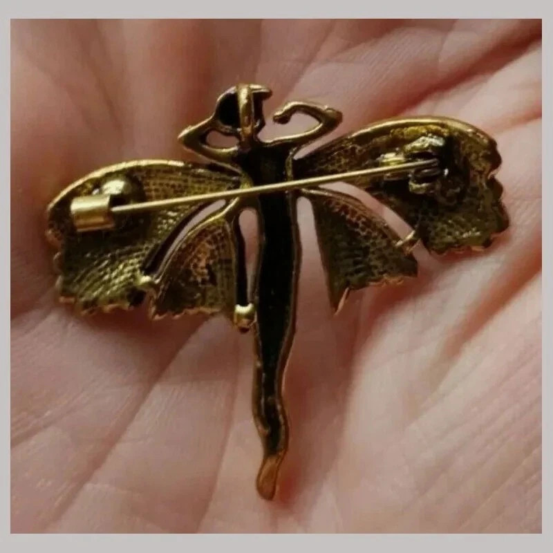Vintage Art Nouveau Style Fairy Nymph Pendant Brooch Shawl Pin Jewelry Gift
