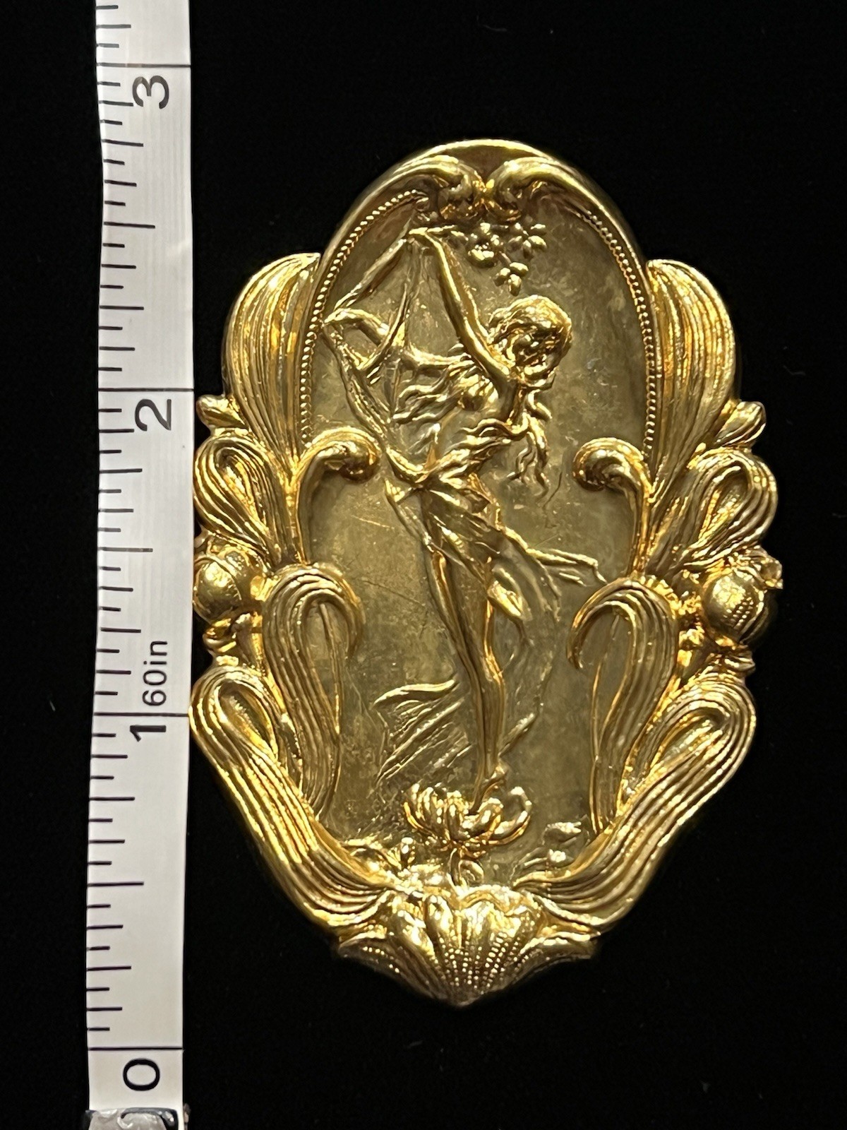 Large Vintage Gold Plated Brass Stamping for Jewelry Design NOS 22K Gold Plated