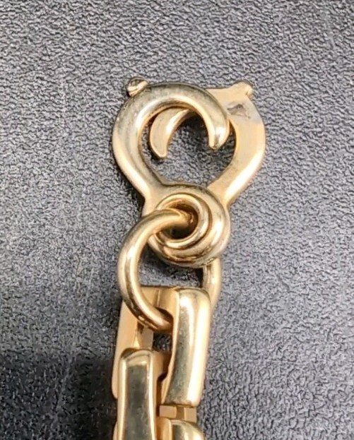 VTG Gold Tone ID Chain Bracelet, Blank Panel, 8.5″ Unmarked