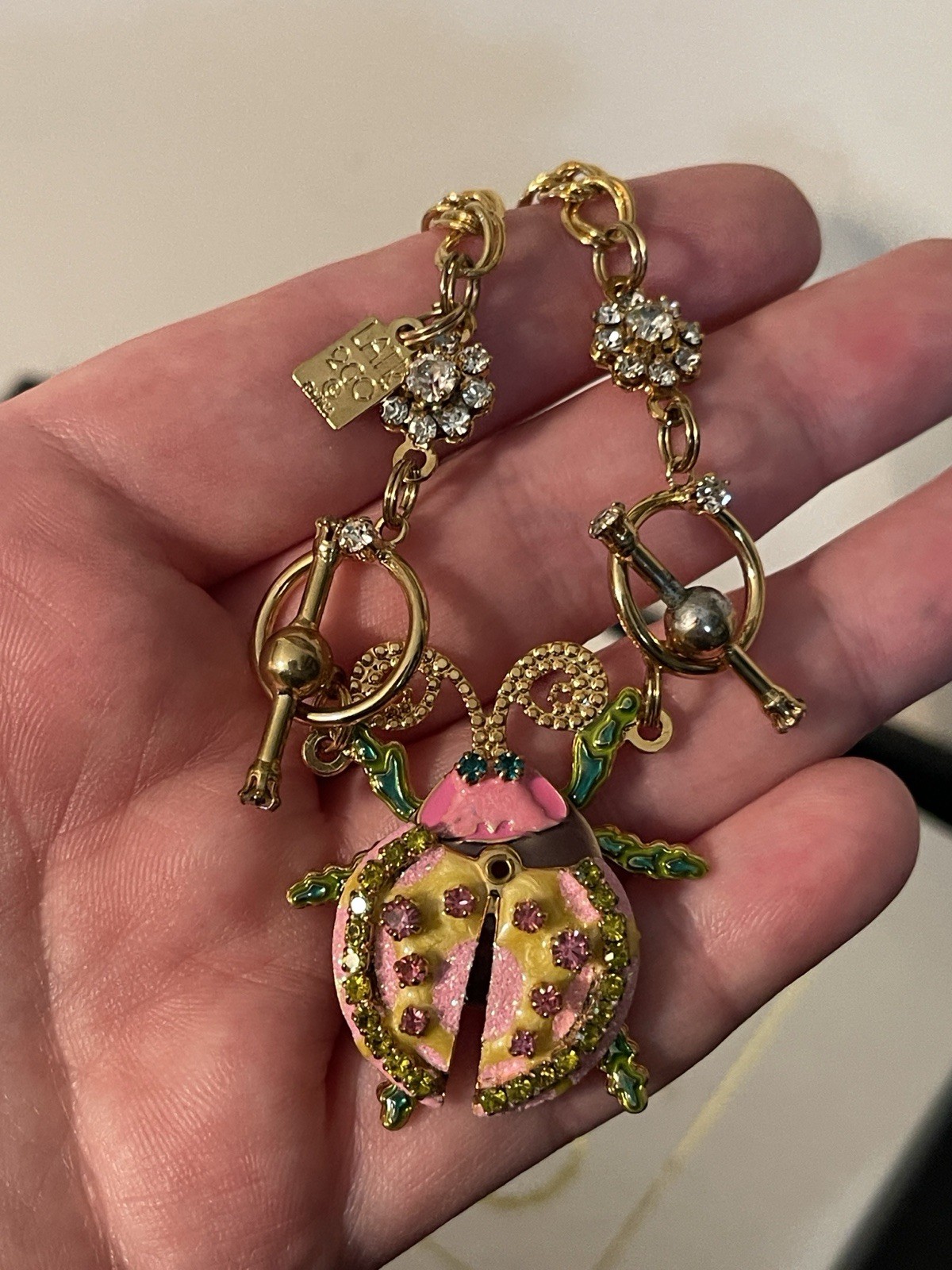 LATR 2GO Interchangeable Charm Bracelet (Glamour Puss & RARE Ladybug) 7.5”